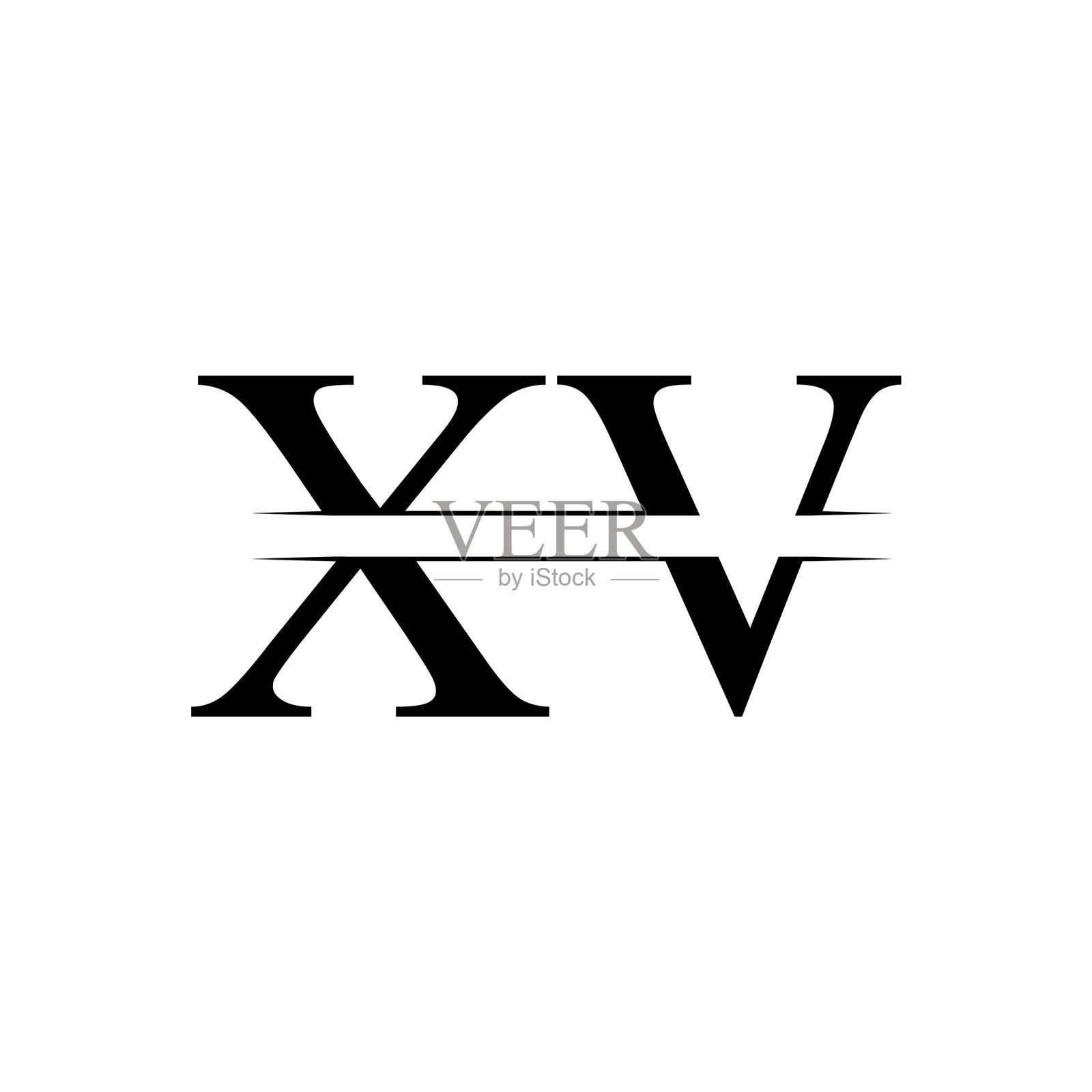 创意字母十五标志与黑色的颜色插画图片素材