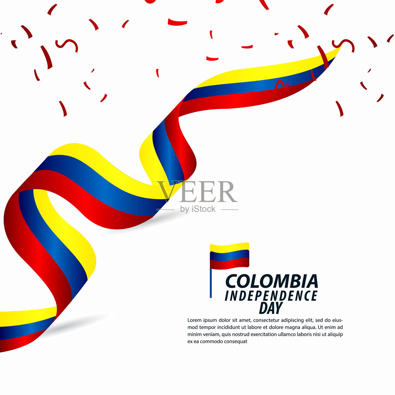 哥伦比亚独立日庆祝模板插画图片素材