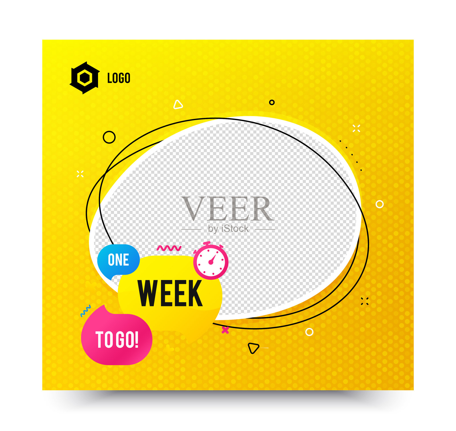 一周提供泡沫折扣横幅形状插画图片素材