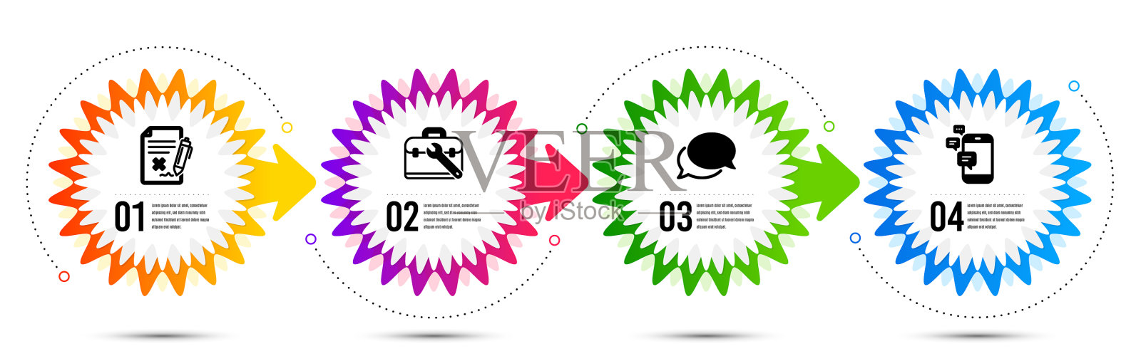 拒绝文件信使和工具箱图标集设计元素图片