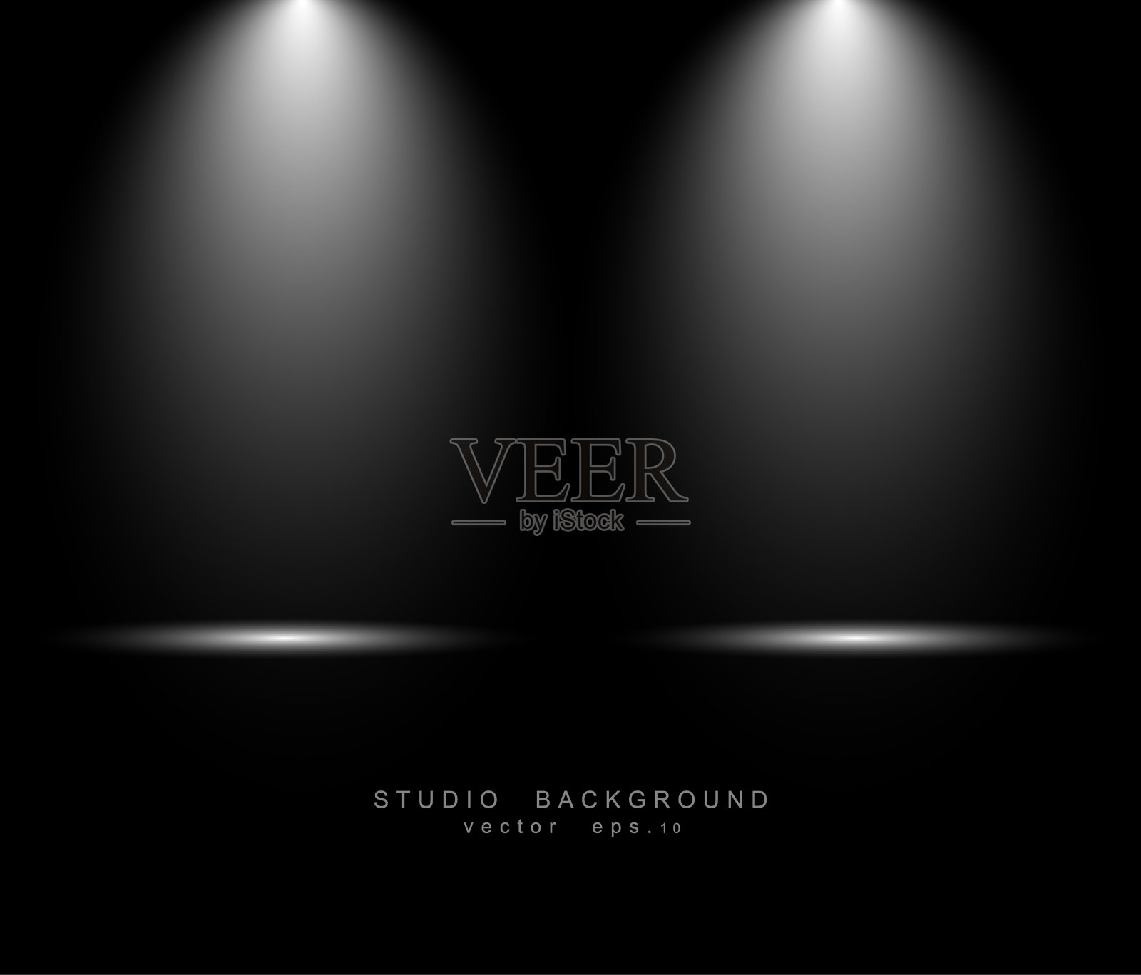 空旷的黑色渐变工作室房间背景。背景光强度插画图片素材
