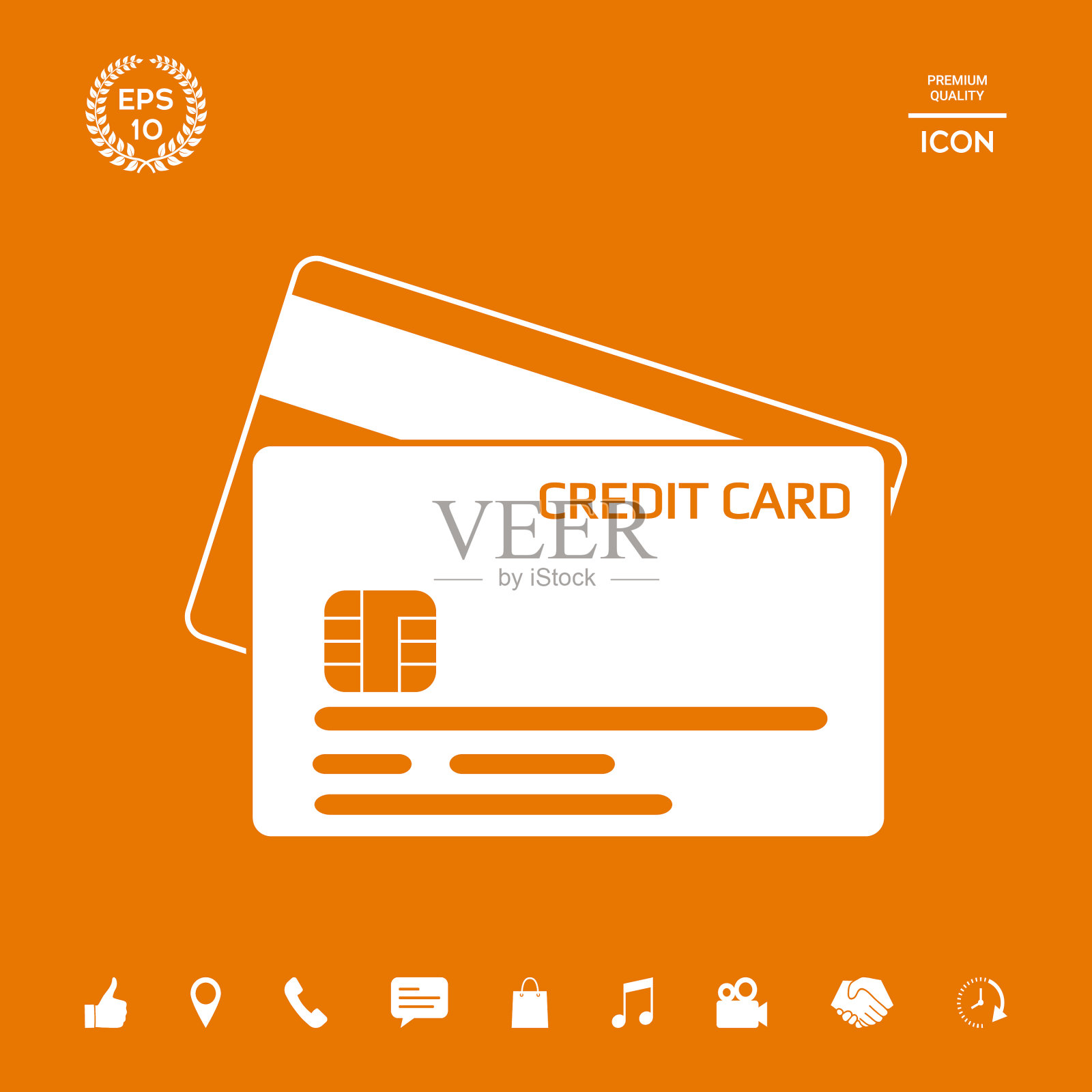 带有芯片和磁条图标的信用卡插画图片素材