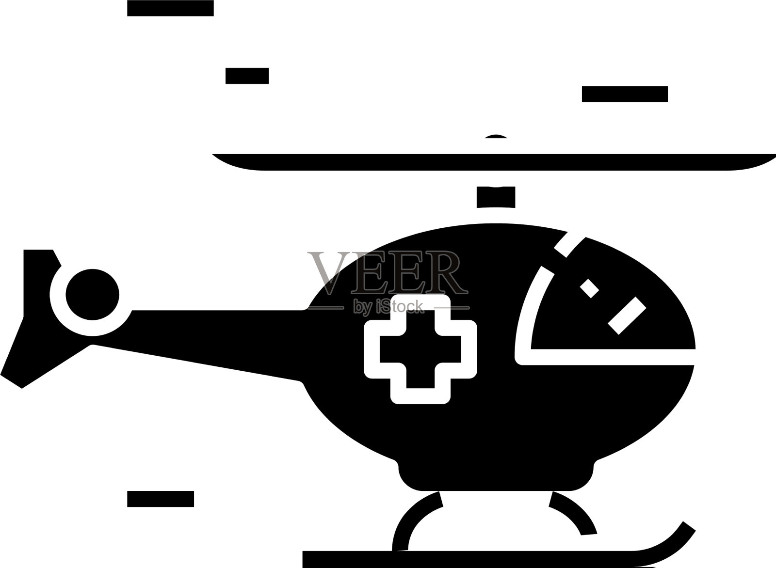 救护车直升机黑色图标概念插画图片素材