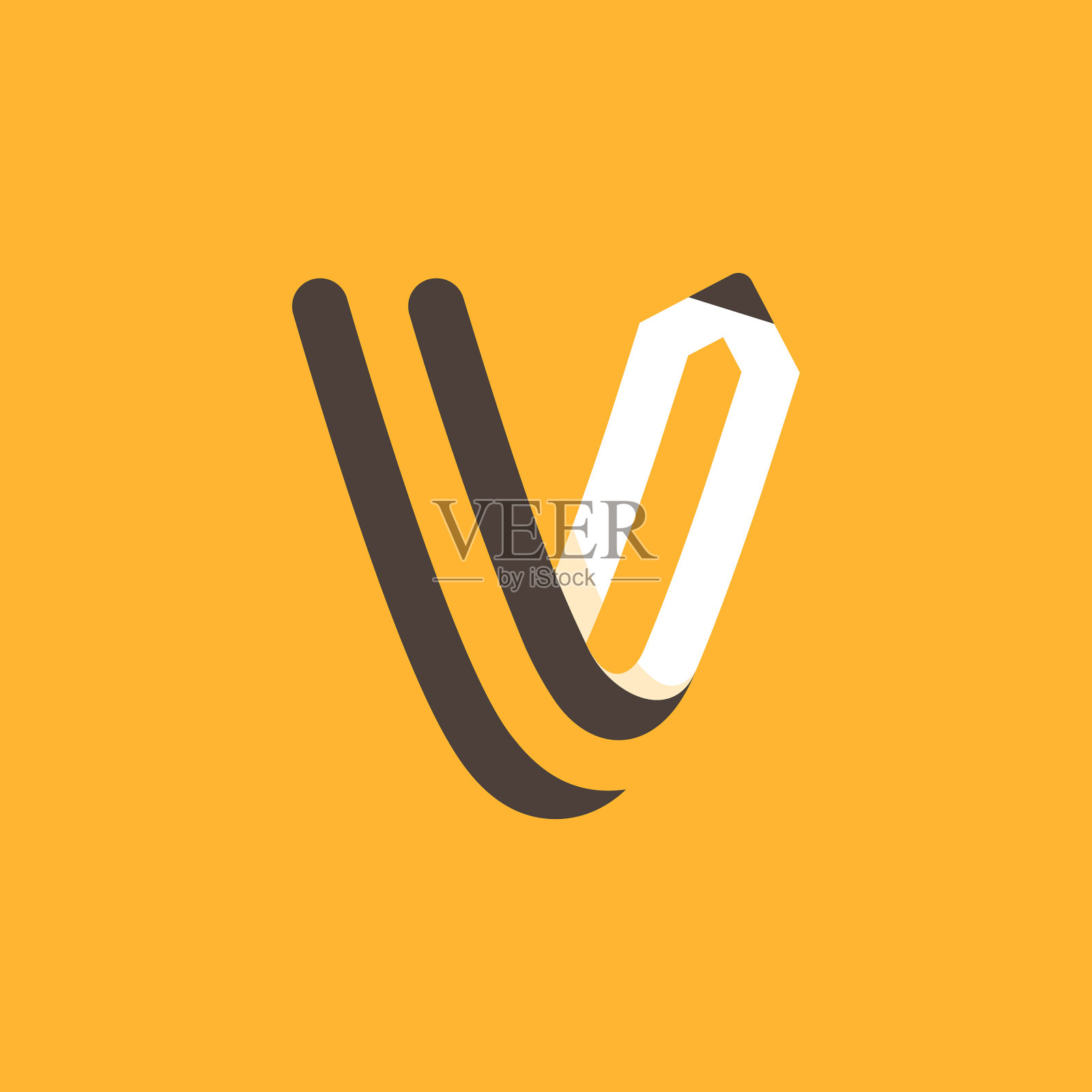 V字标志形成铅笔插画图片素材