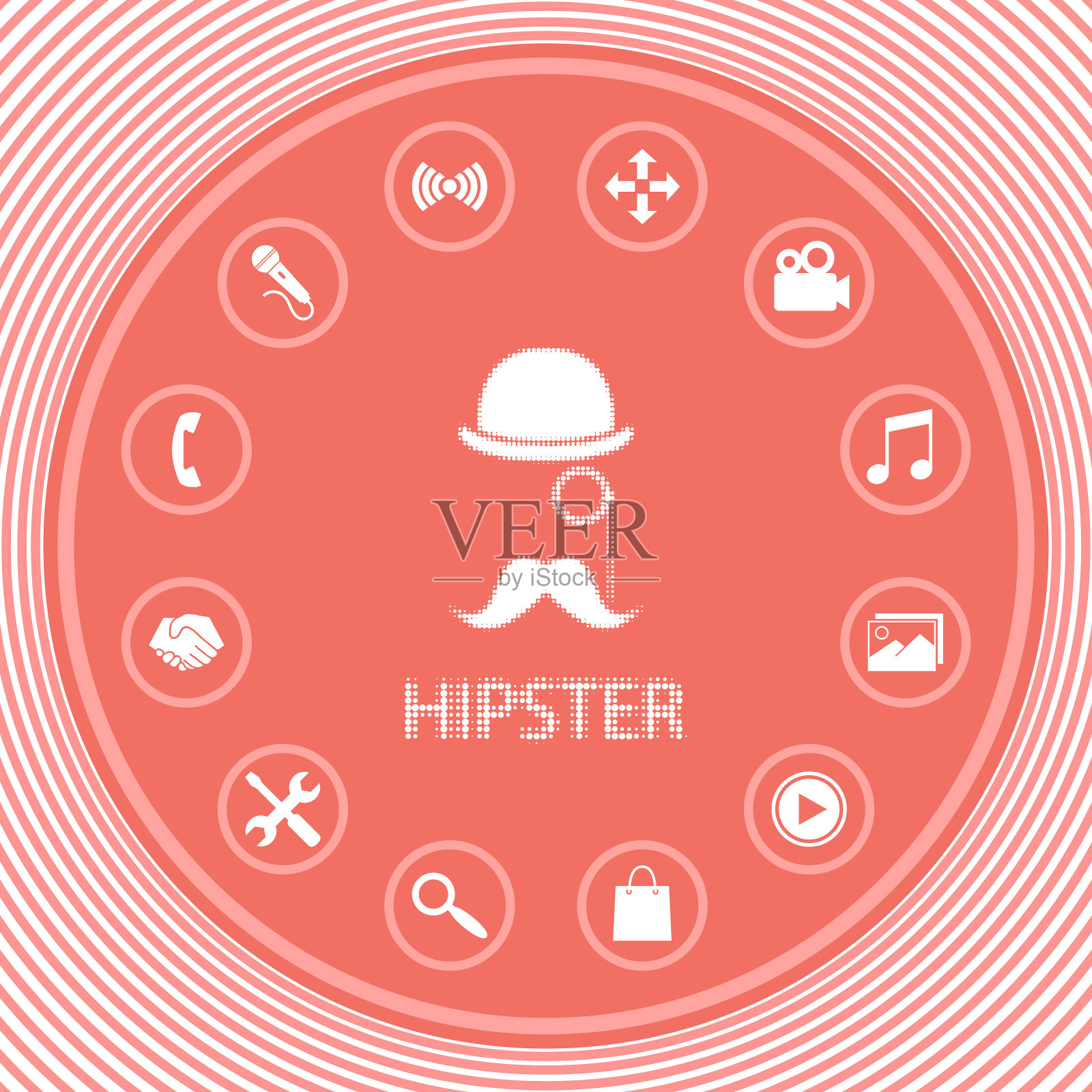 抽象的潮人半色调标志图形元素插画图片素材