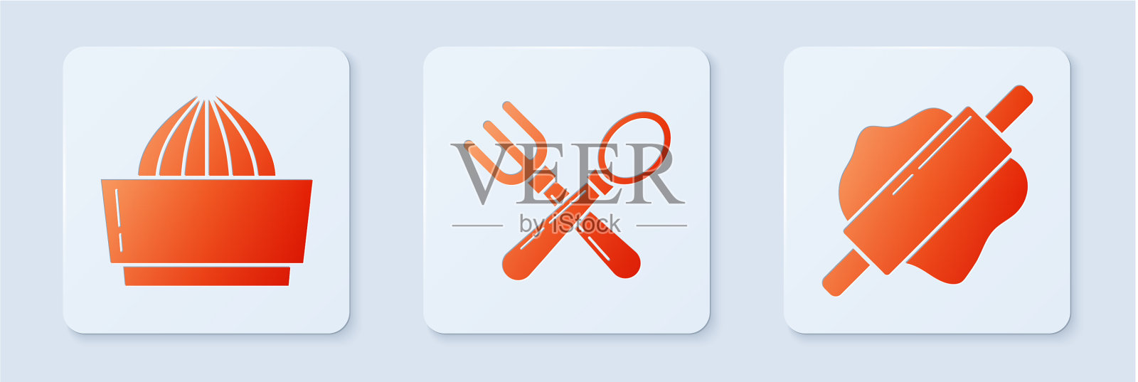 设置交叉叉和勺子柑橘果汁机图标素材