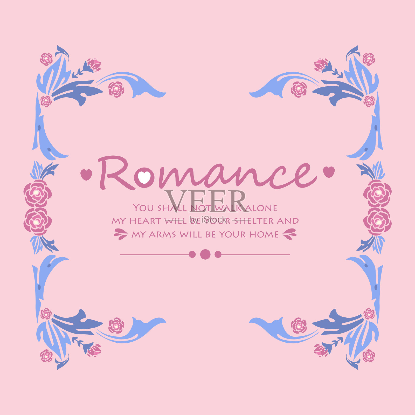 无缝图案的叶子和粉红色的花框架插画图片素材