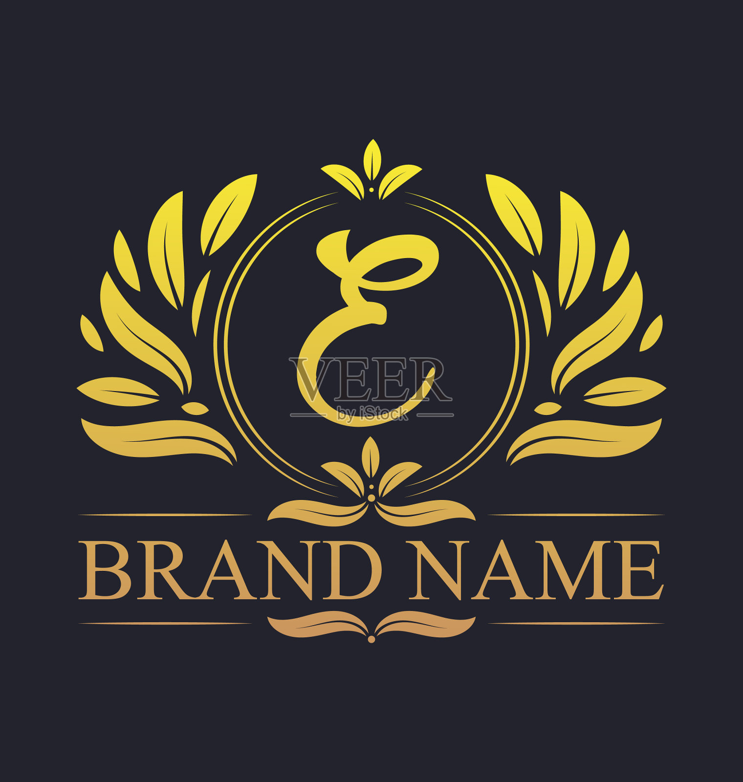 金色复古豪华e字母标志设计插画图片素材