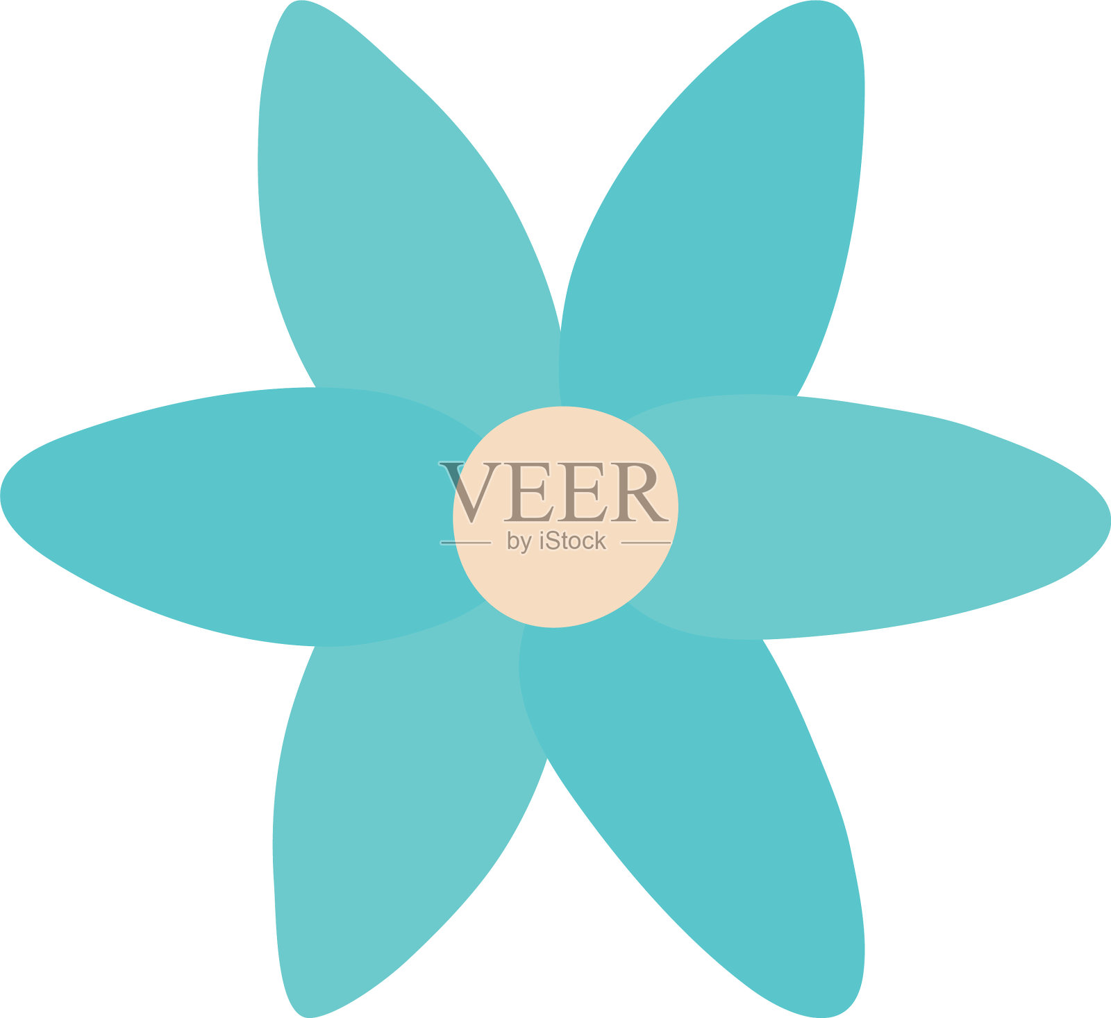 孤立的蓝色花平面风格图标设计设计元素图片