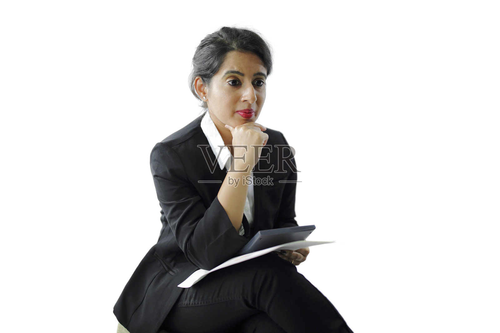 有文件的商务女性照片摄影图片