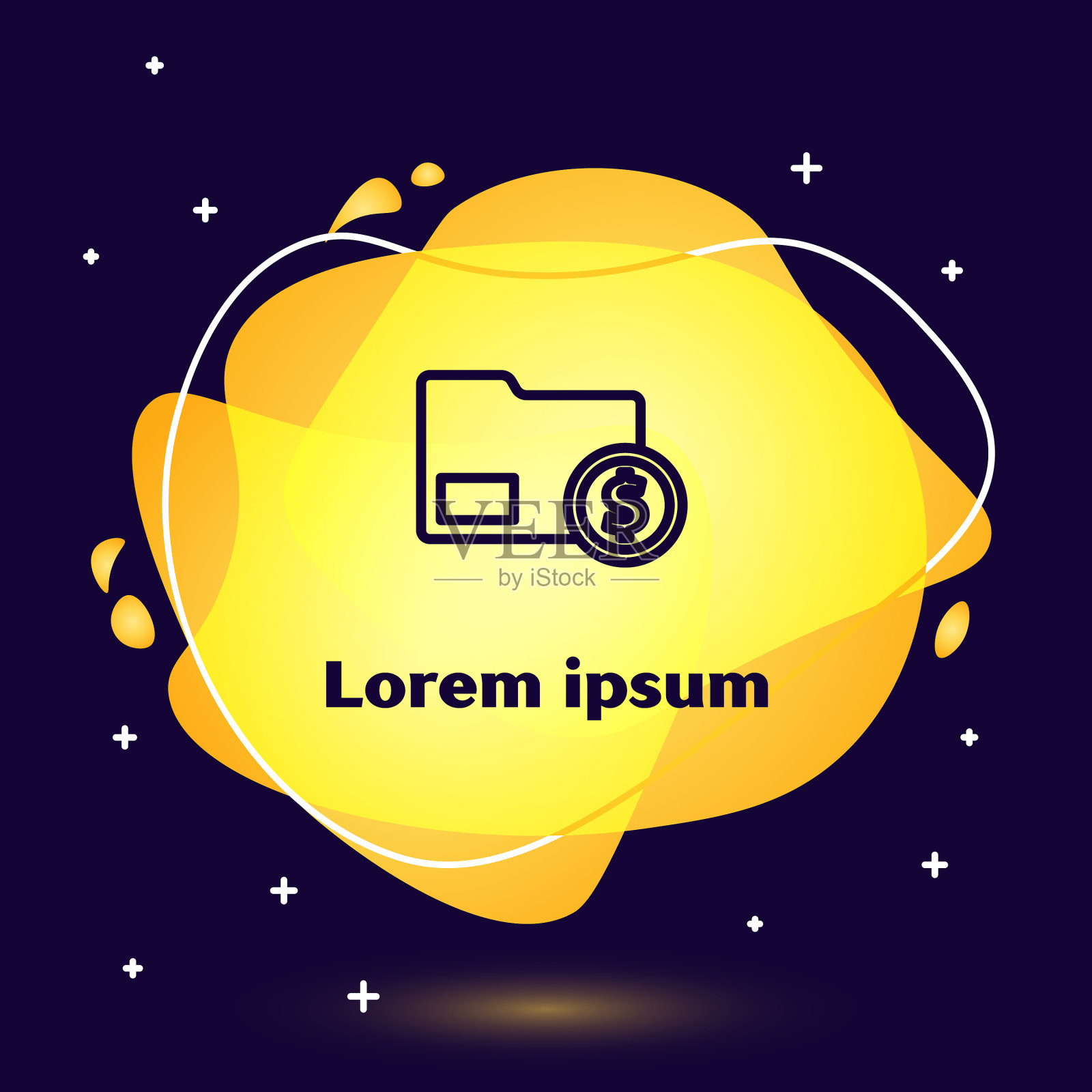 黑线信封与硬币美元符号图标插画图片素材