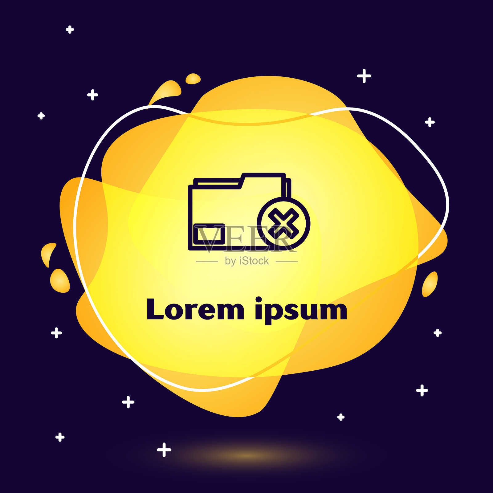 黑线删除文件夹图标隔离在蓝色插画图片素材