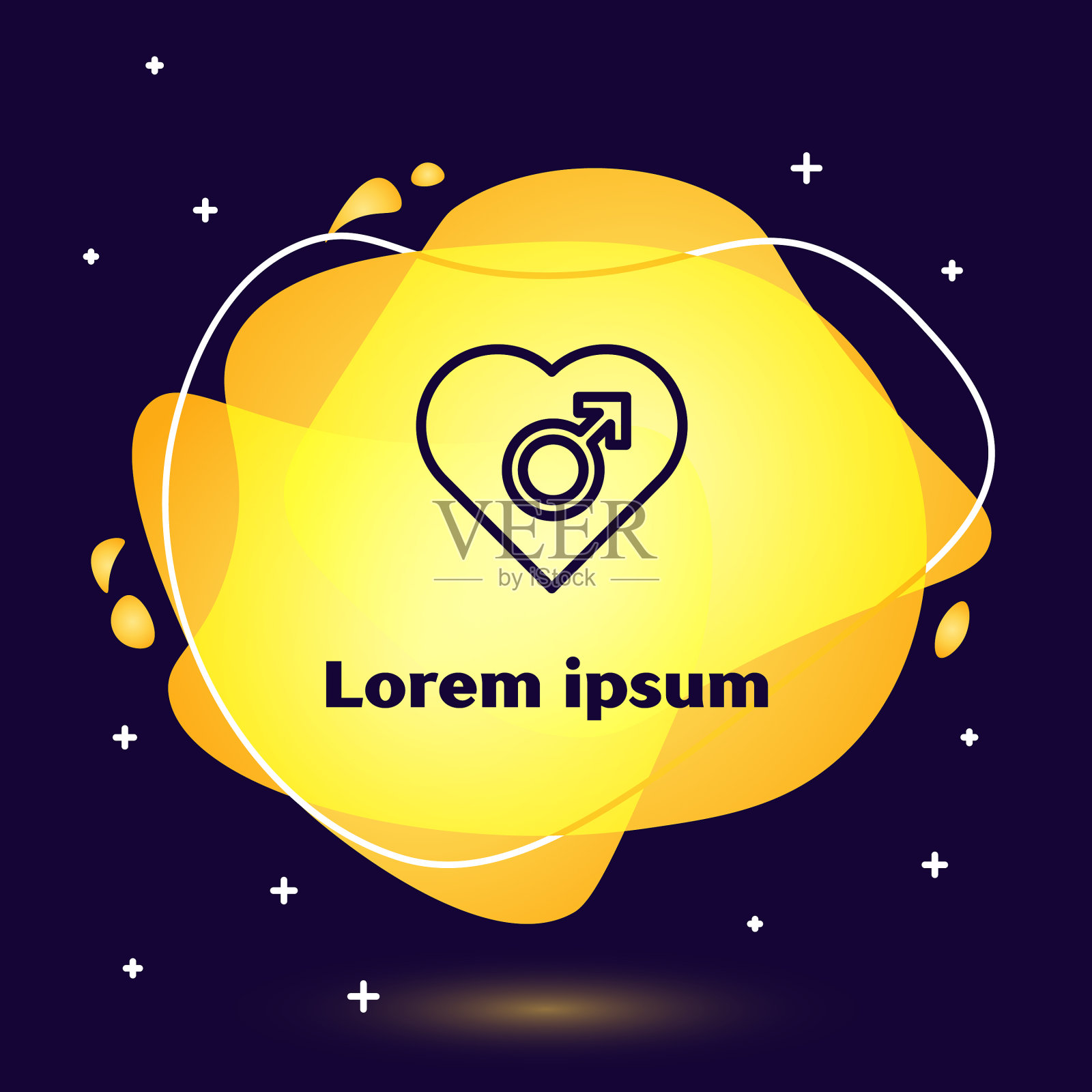 黑线心与男性性别符号图标插画图片素材