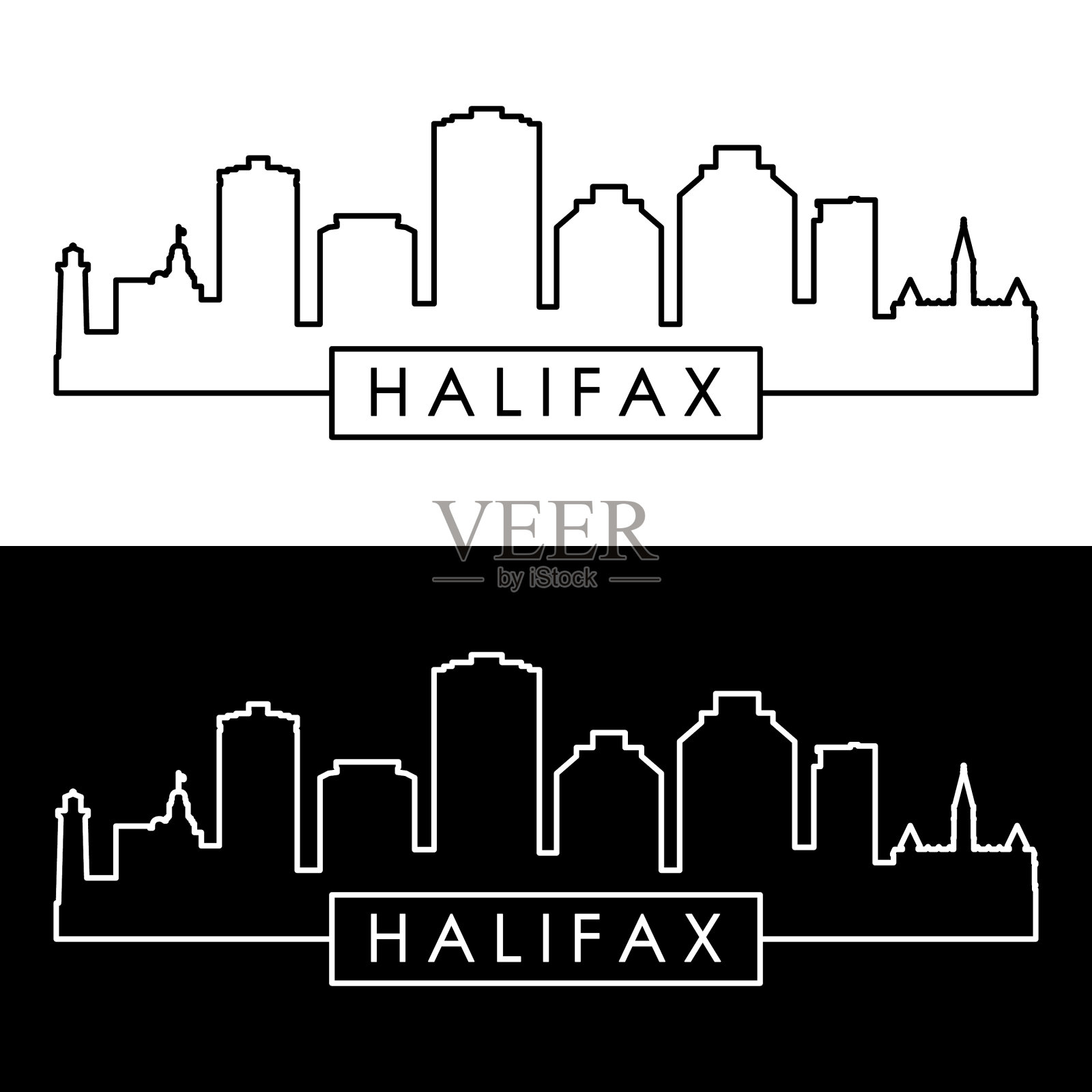 哈利法克斯天际线风格的可编辑文件插画图片素材