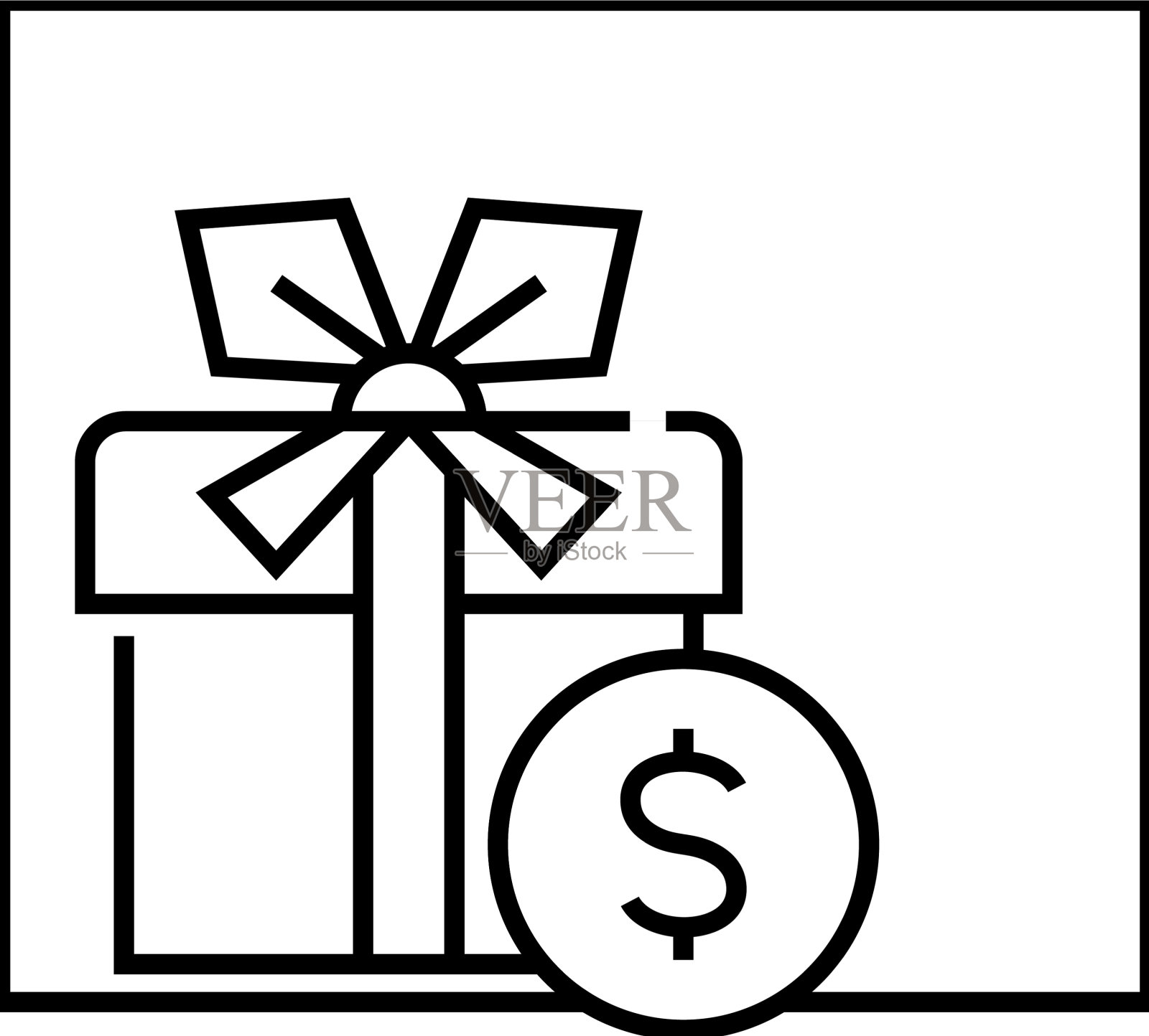 昂贵的礼品线图标概念标志轮廓设计元素图片