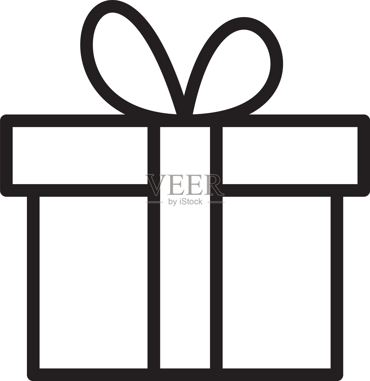 礼盒图标模板黑色可编辑礼品插画图片素材