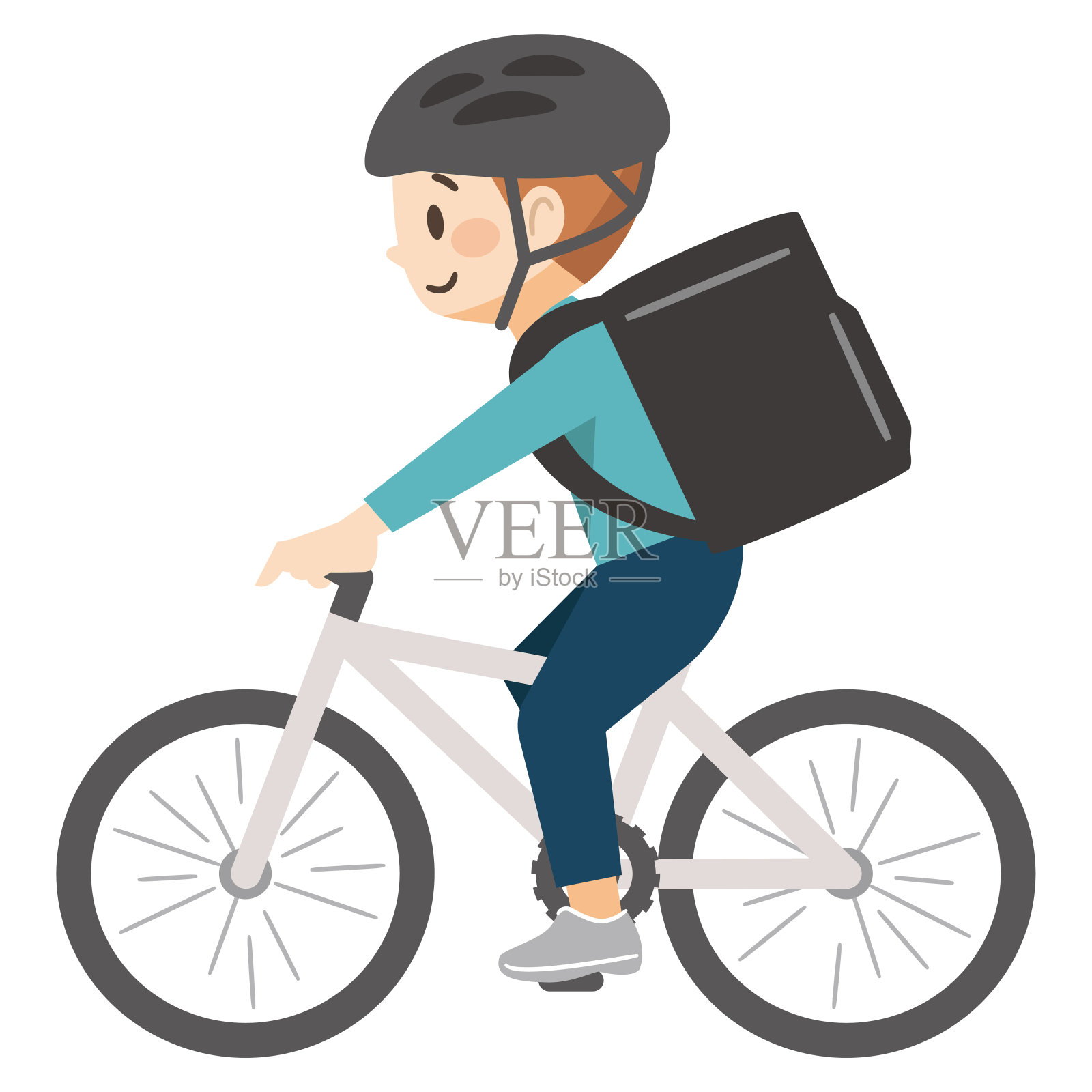 用自行车送餐的快递员插画图片素材