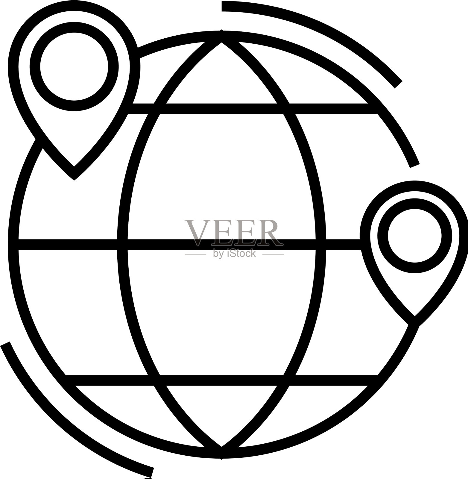 地球目的地线图标概念标志轮廓图标素材