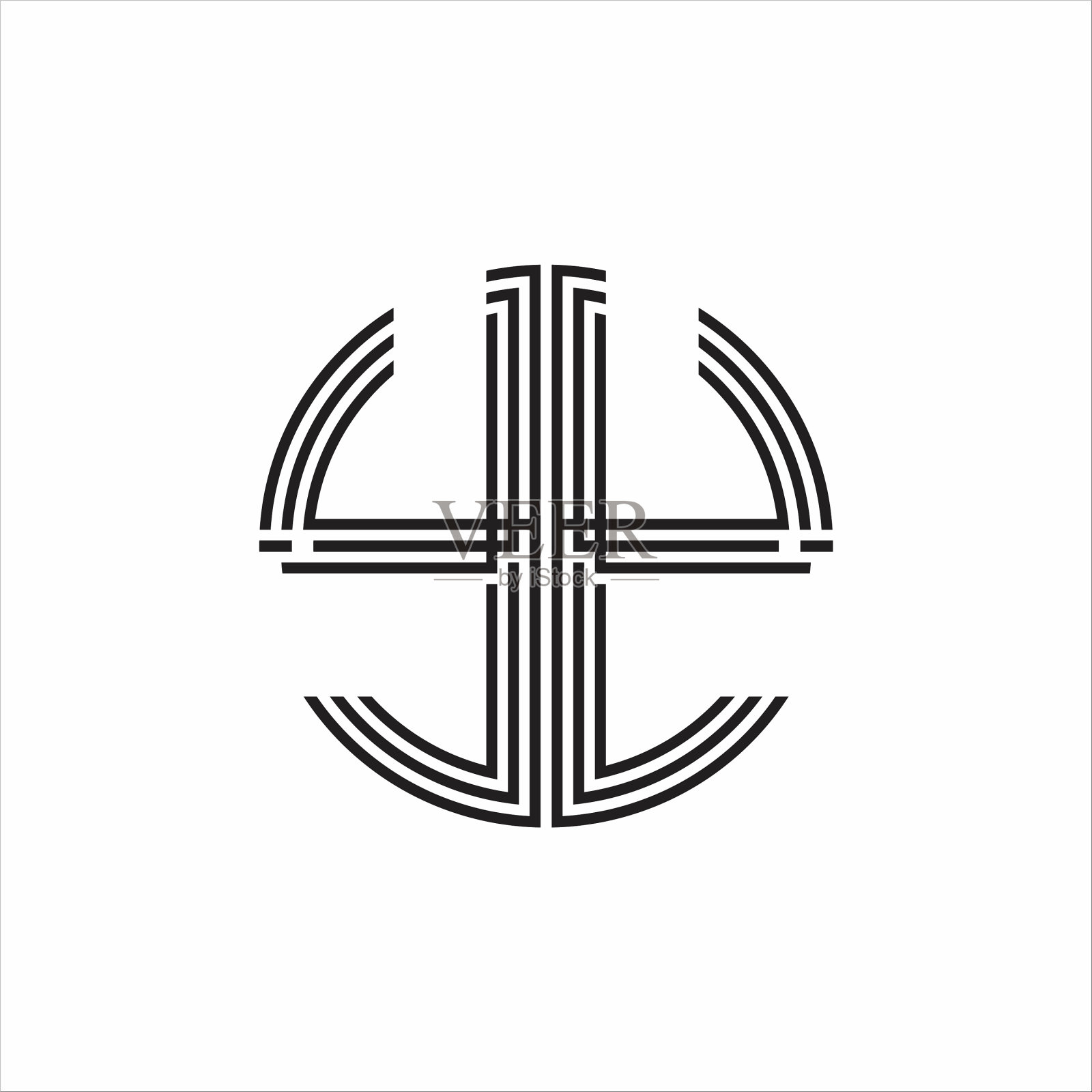 Yy标志图案组合三丝带风格线条设计插画图片素材