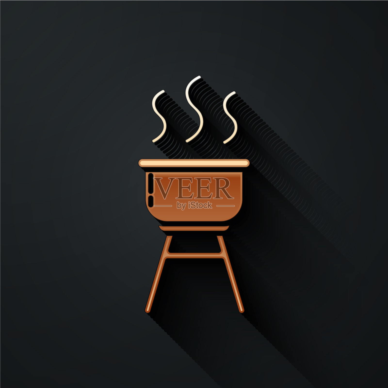 金色烧烤架图标孤立在黑色插画图片素材