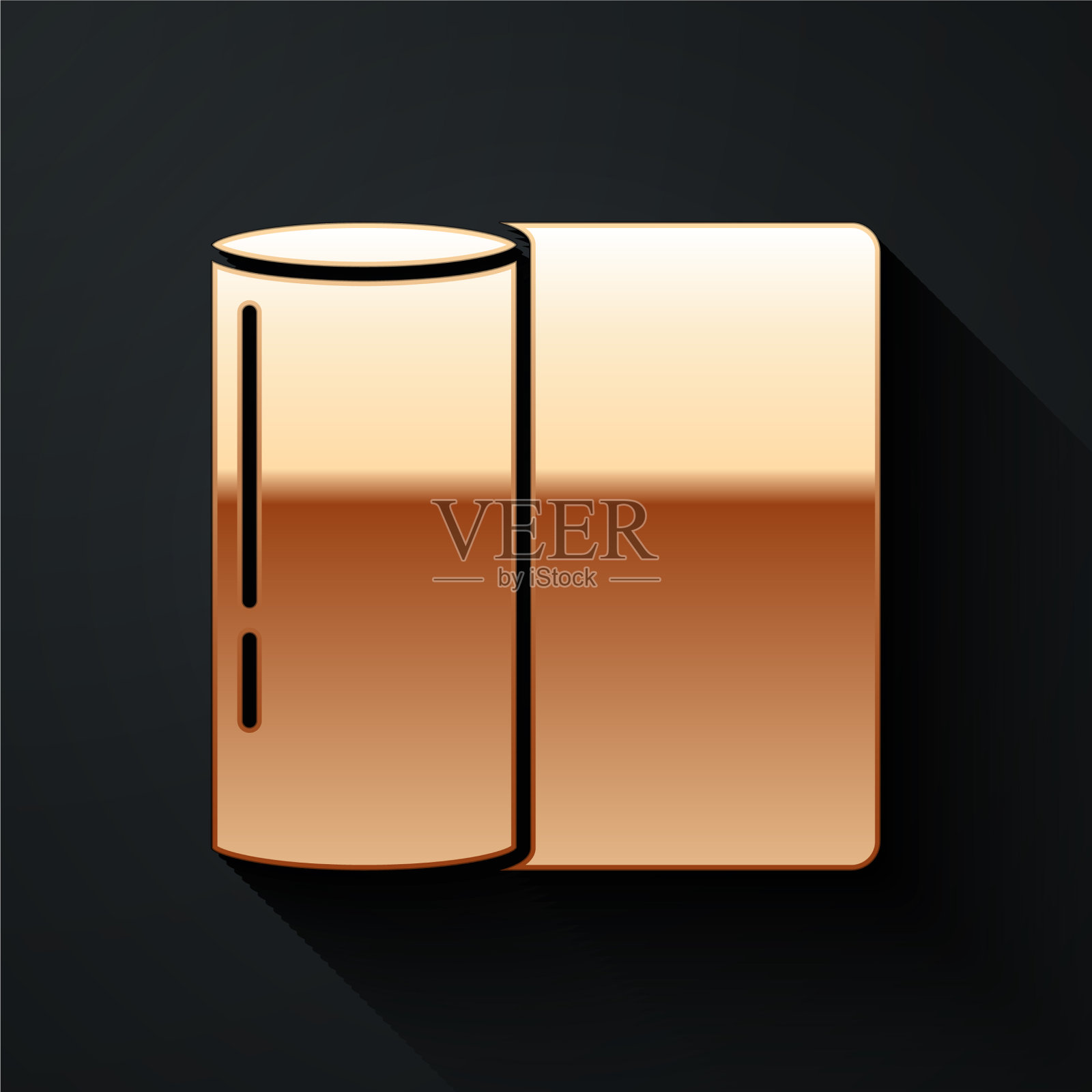 金色纸巾卷图标孤立在黑色上图标素材