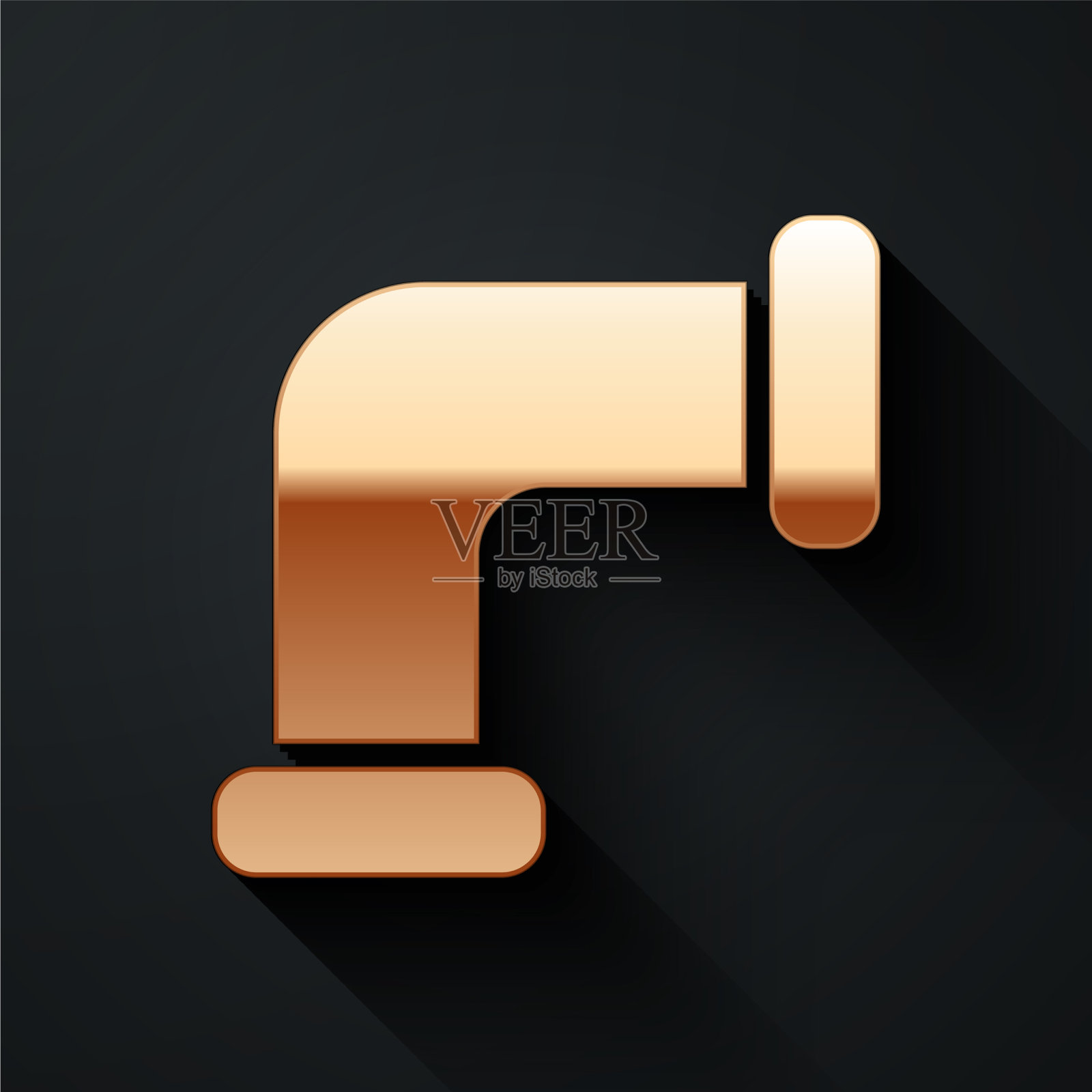 黄金行业金属管道图标孤立在黑色上插画图片素材