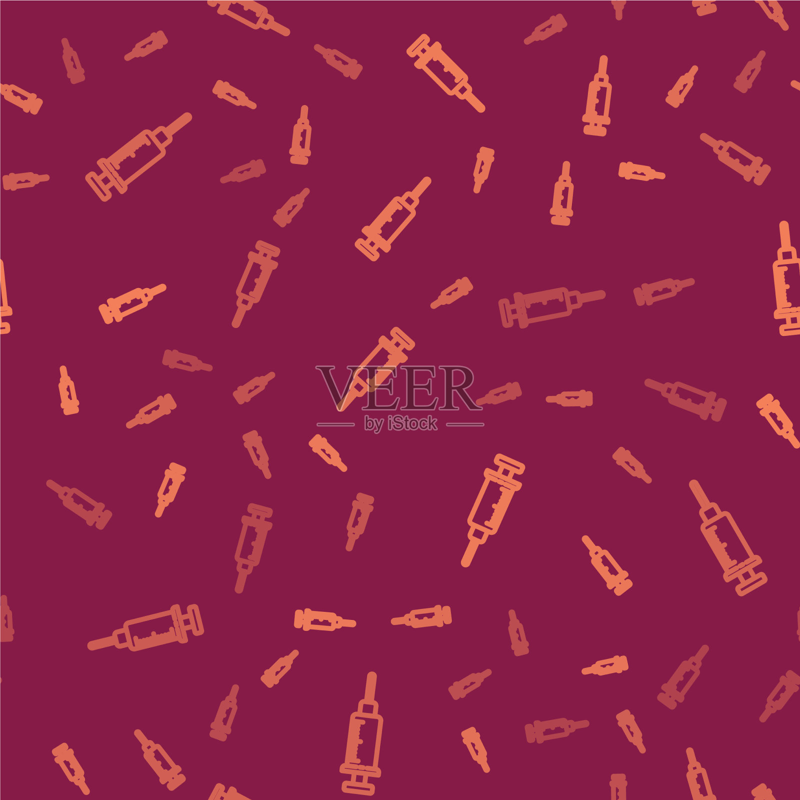 棕色线注射器图标隔离无缝模式插画图片素材