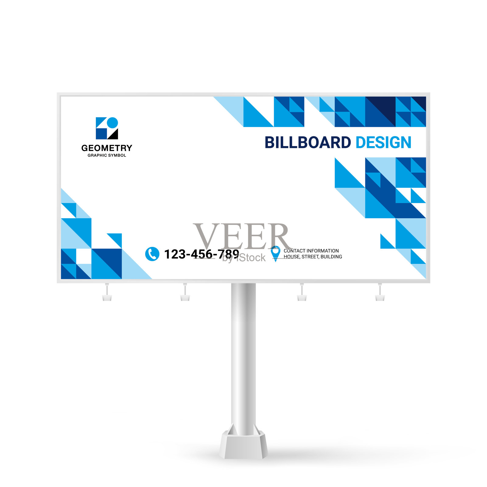 广告牌设计与抽象的几何三角形的背景插画图片素材