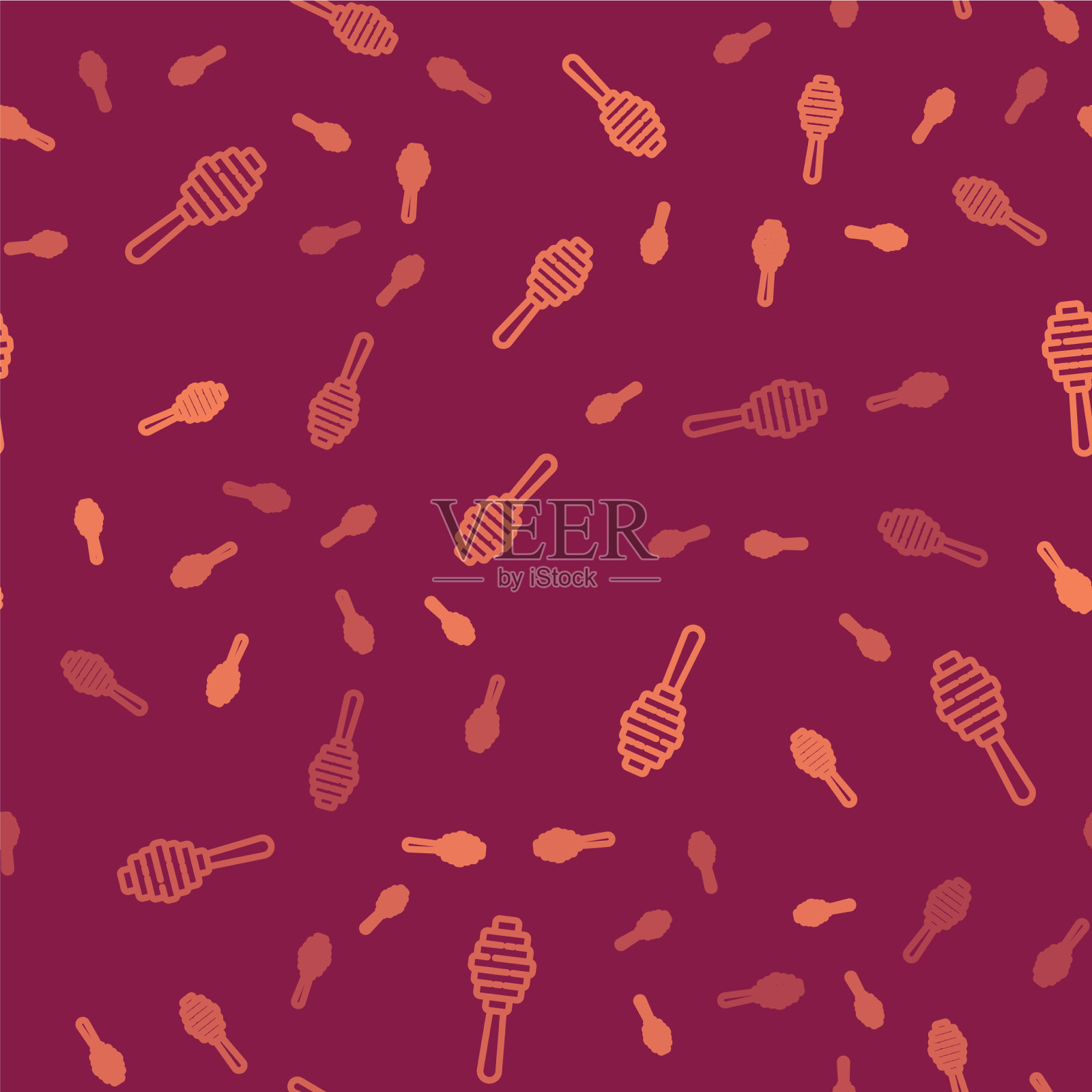 棕色线蜂蜜勺棒图标孤立插画图片素材