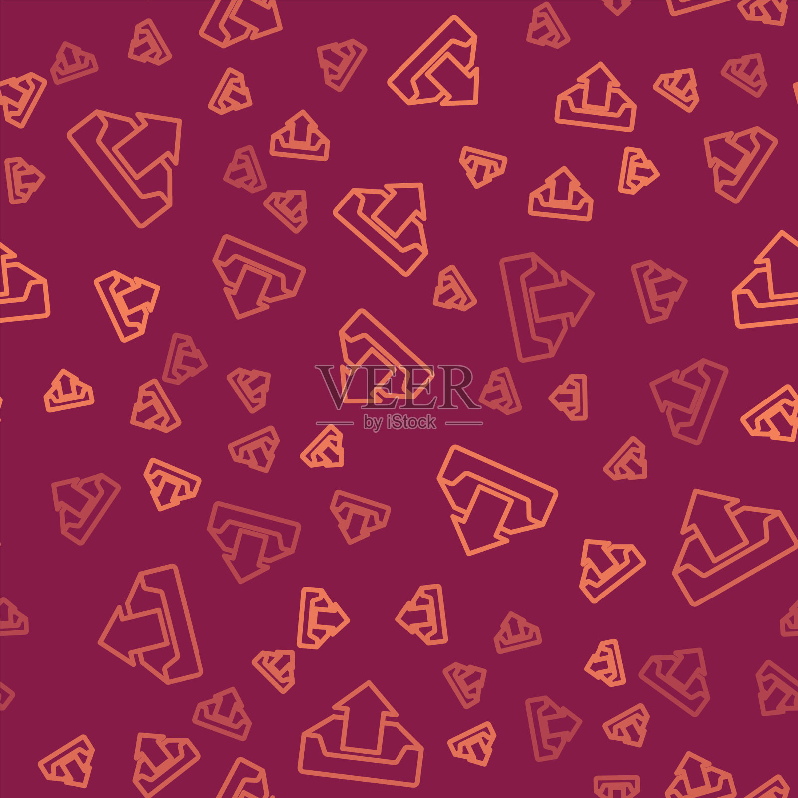 棕线上传收件箱图标隔离无缝插画图片素材