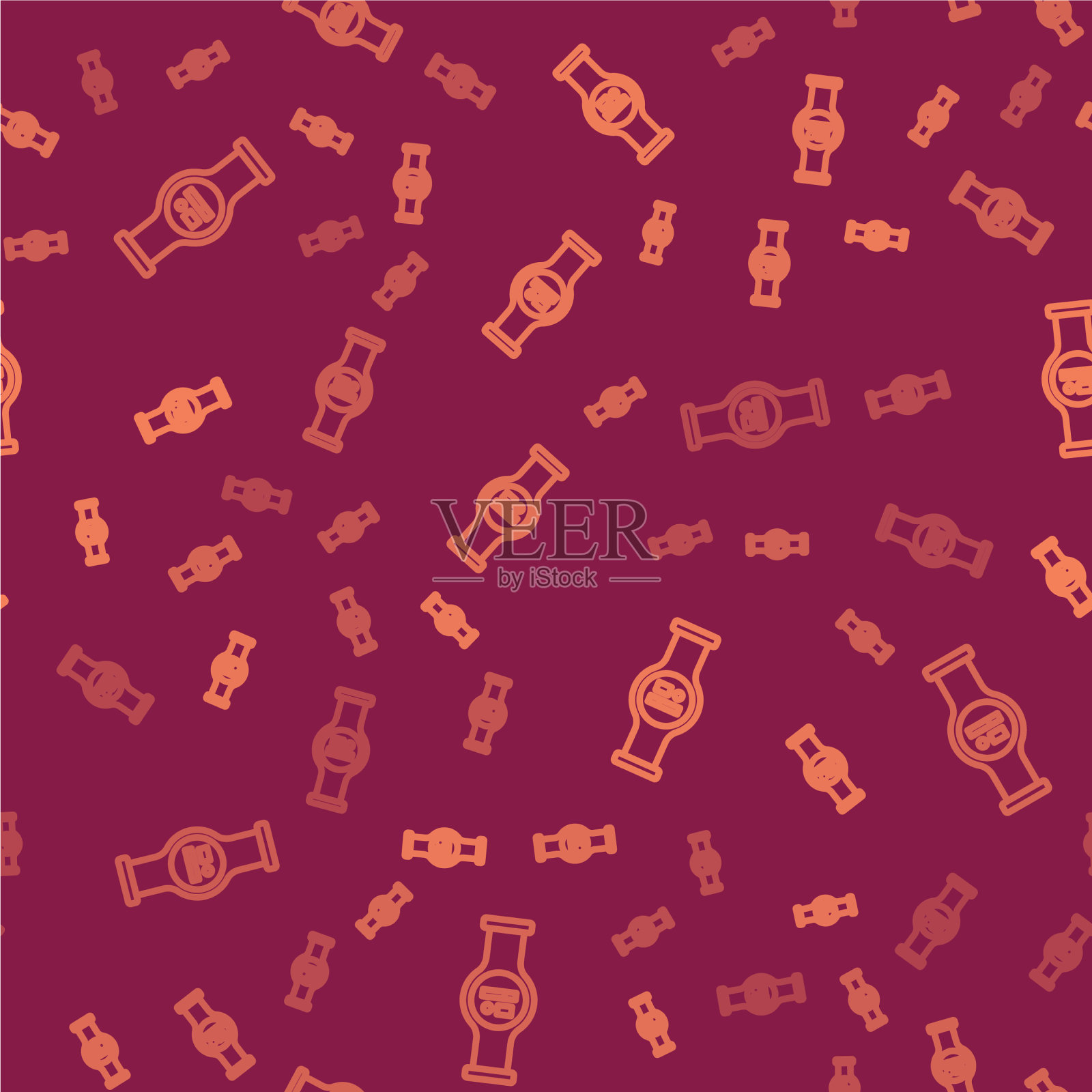 棕色线水表与管道图标隔离插画图片素材