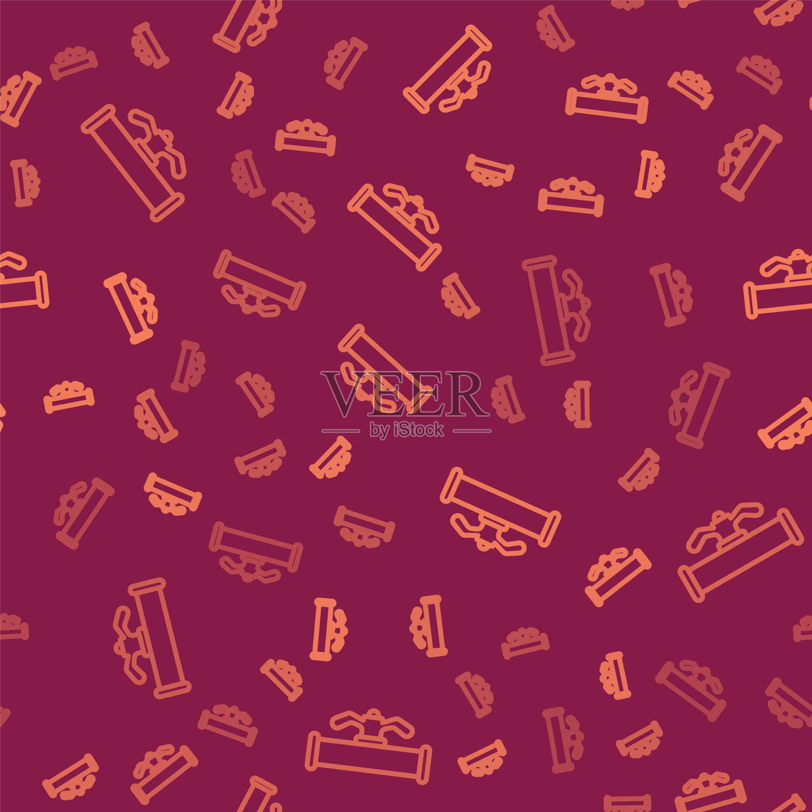 棕线工业金属管道和阀门图标插画图片素材