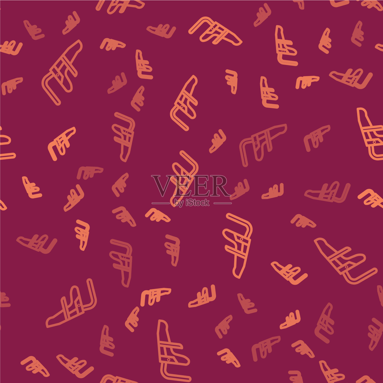 棕色线飞机座位图标隔离无缝插画图片素材