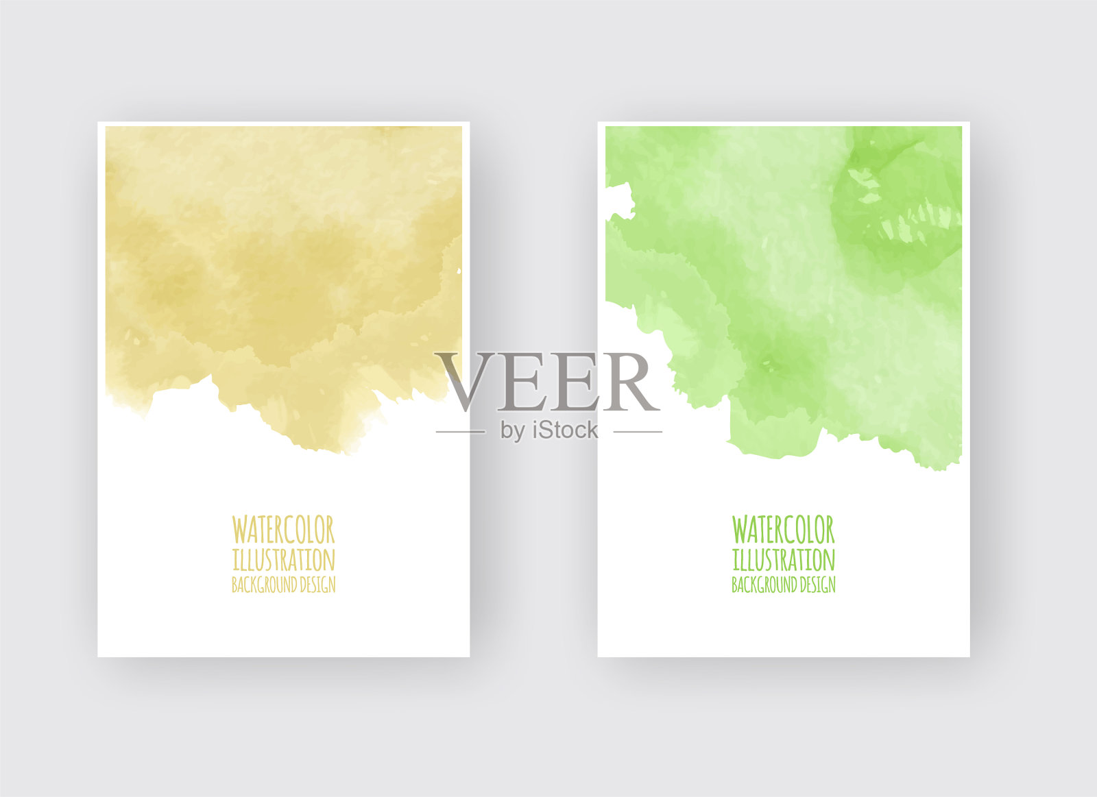 设置卡与水彩墨迹设置卡插画图片素材