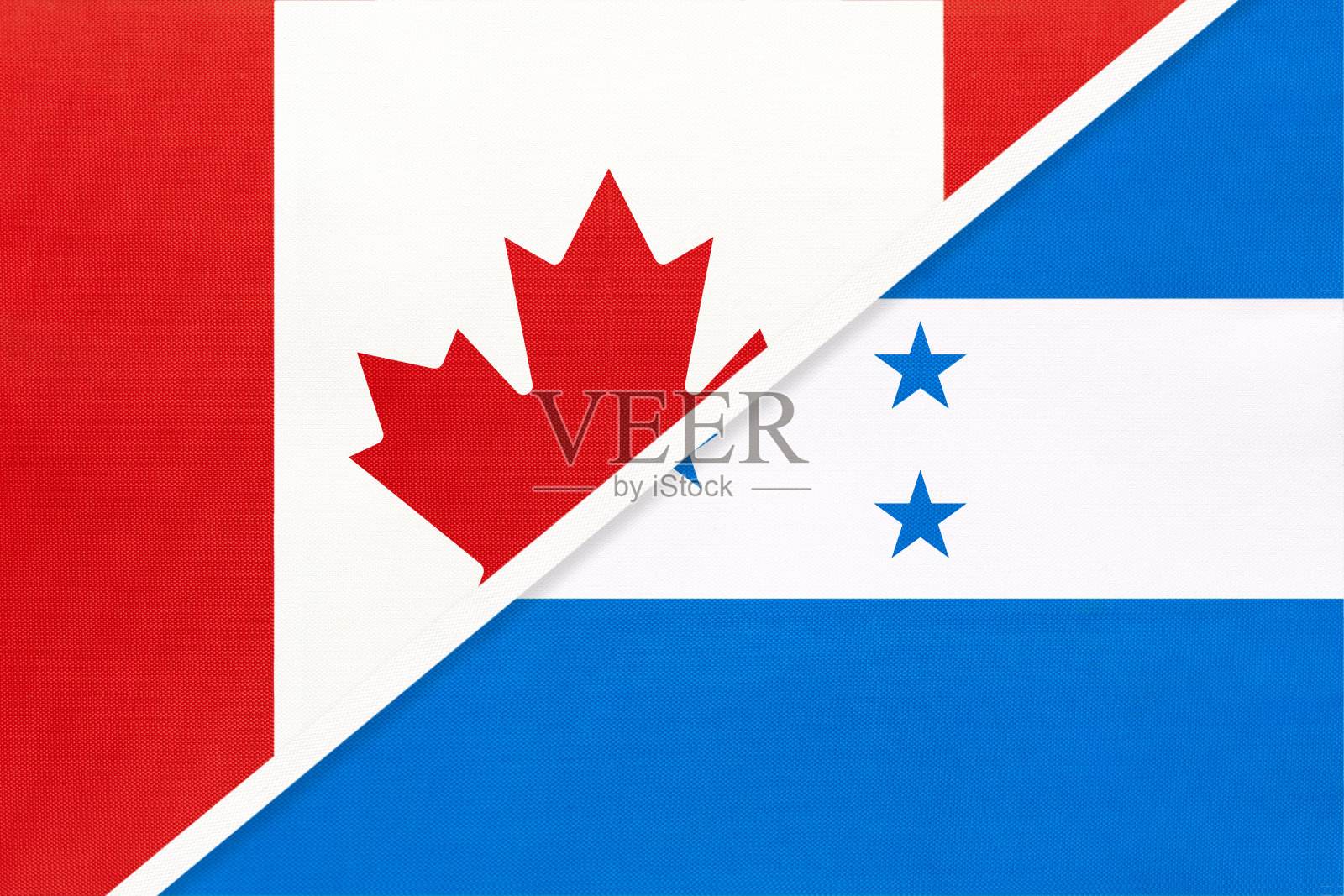 加拿大和洪都拉斯，国旗象征纺织品。两个美国国家之间的冠军。插画图片素材
