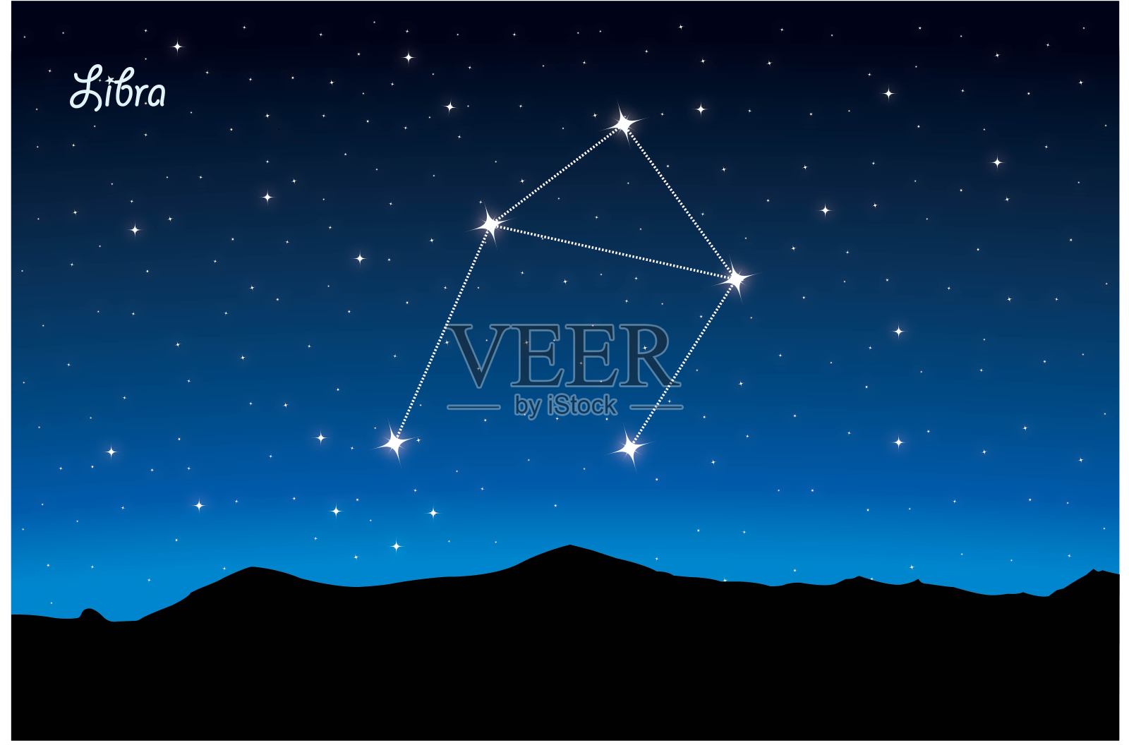 夜空中的天秤座插画图片素材
