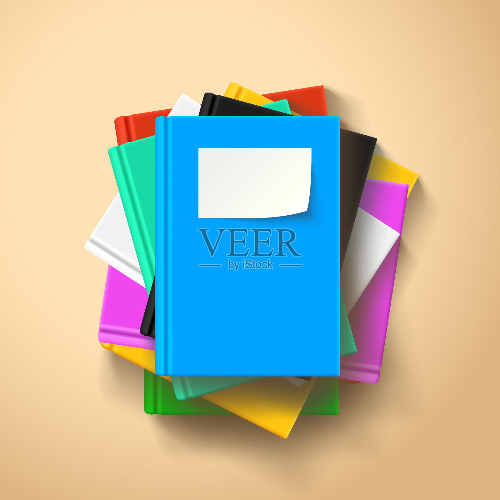 躺在一堆书里插画图片素材