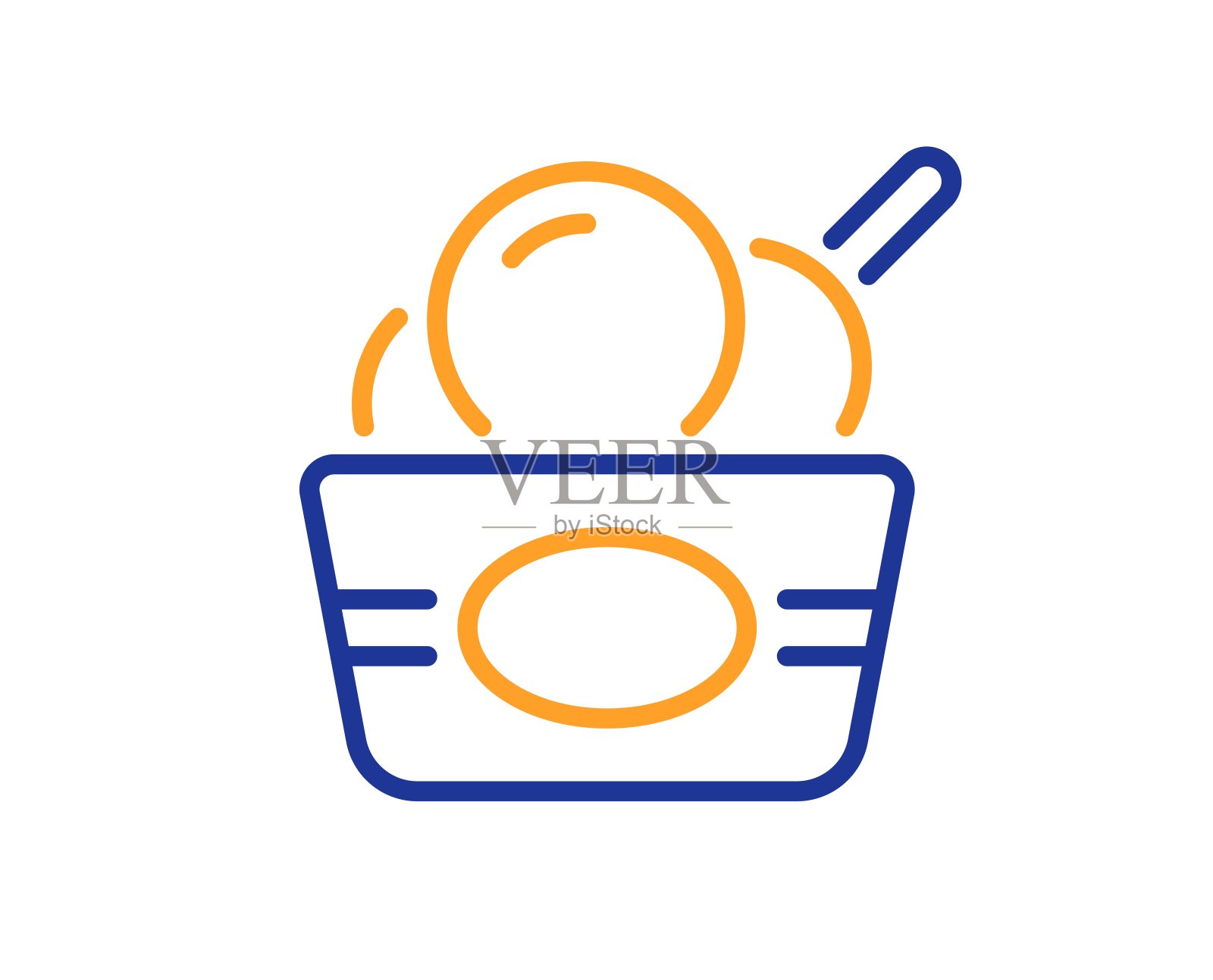 冰淇淋杯线图标。香草味的圣代的迹象。向量插画图片素材