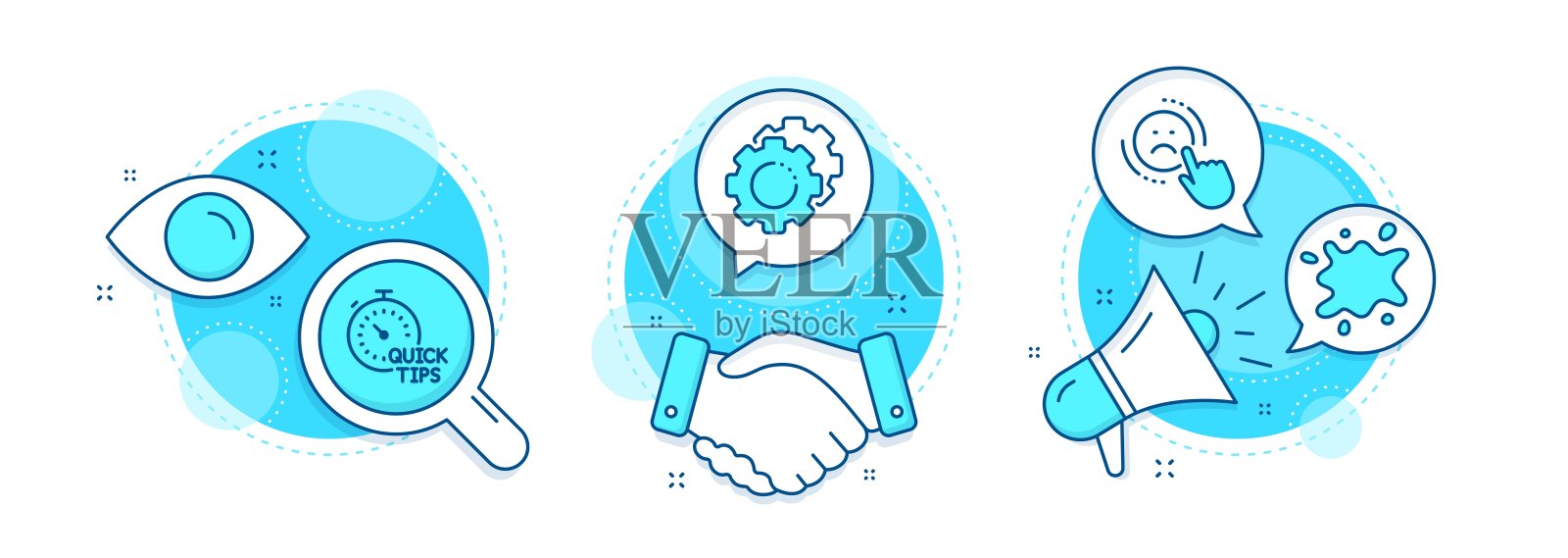 脏点，设置齿轮和快速提示图标设置。不喜欢的迹象。向量插画图片素材