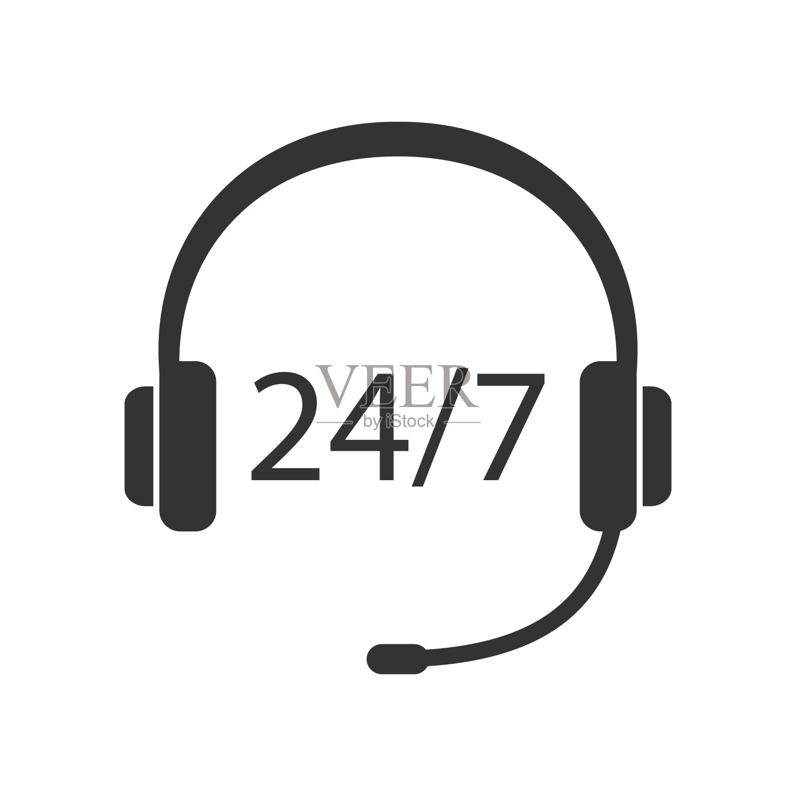 呼叫中心图标24/7。耳机麦克风图标图标素材