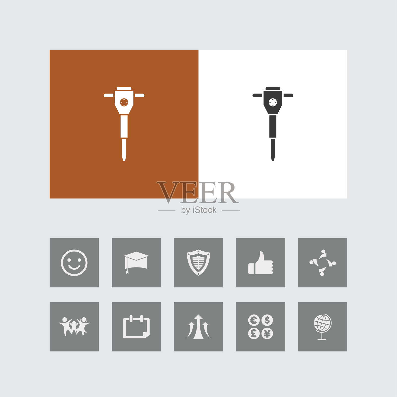 创造性的杰克锤图标与奖金图标。图标素材