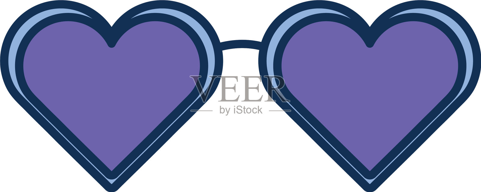 孤立方心眼镜线填充风格图标设计元素图片