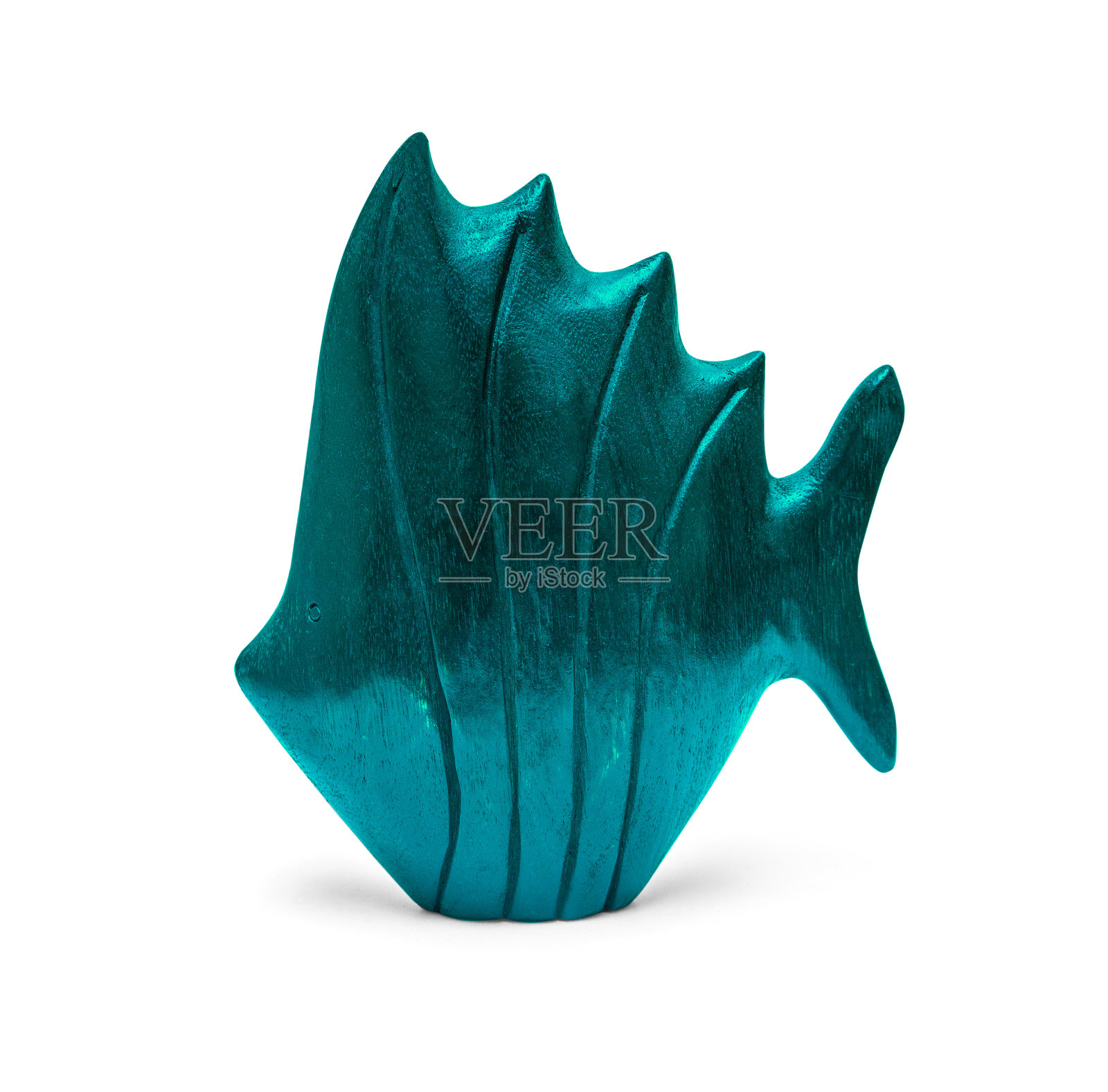 蓝色陶瓷鱼孤立在白色照片摄影图片