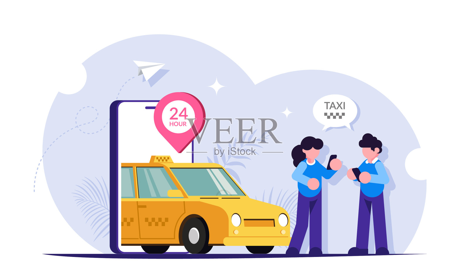 网上出租车概念，人们叫车出行设计元素图片