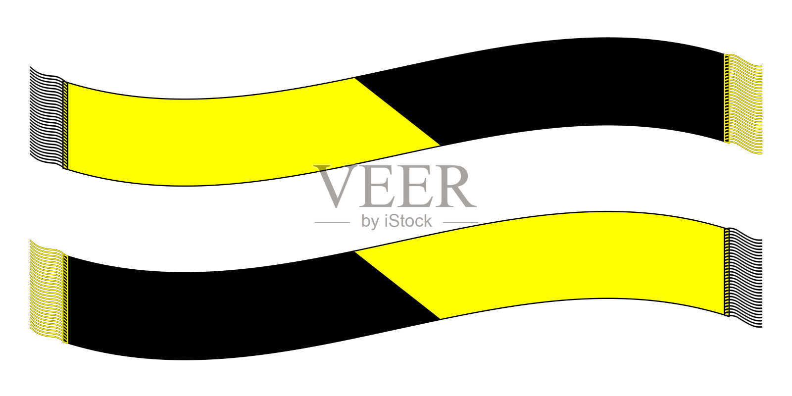 平欢呼风扇围巾设计与黄色/黑色的颜色向量插画图片素材