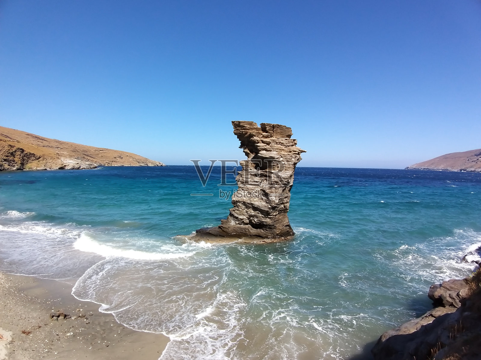 希腊安德罗斯的岩层照片摄影图片