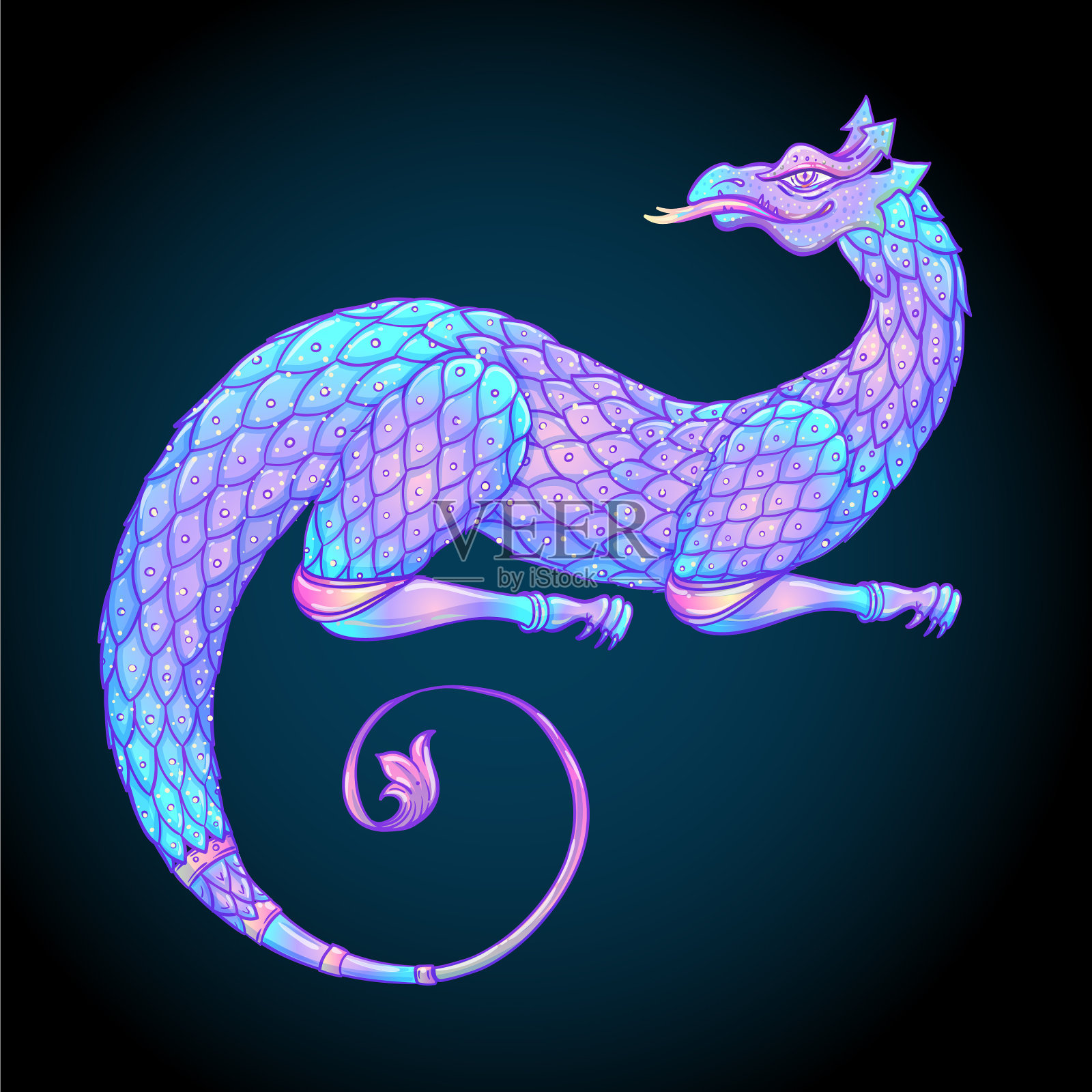 幻想生物龙的中世纪纹章外衣插画图片素材