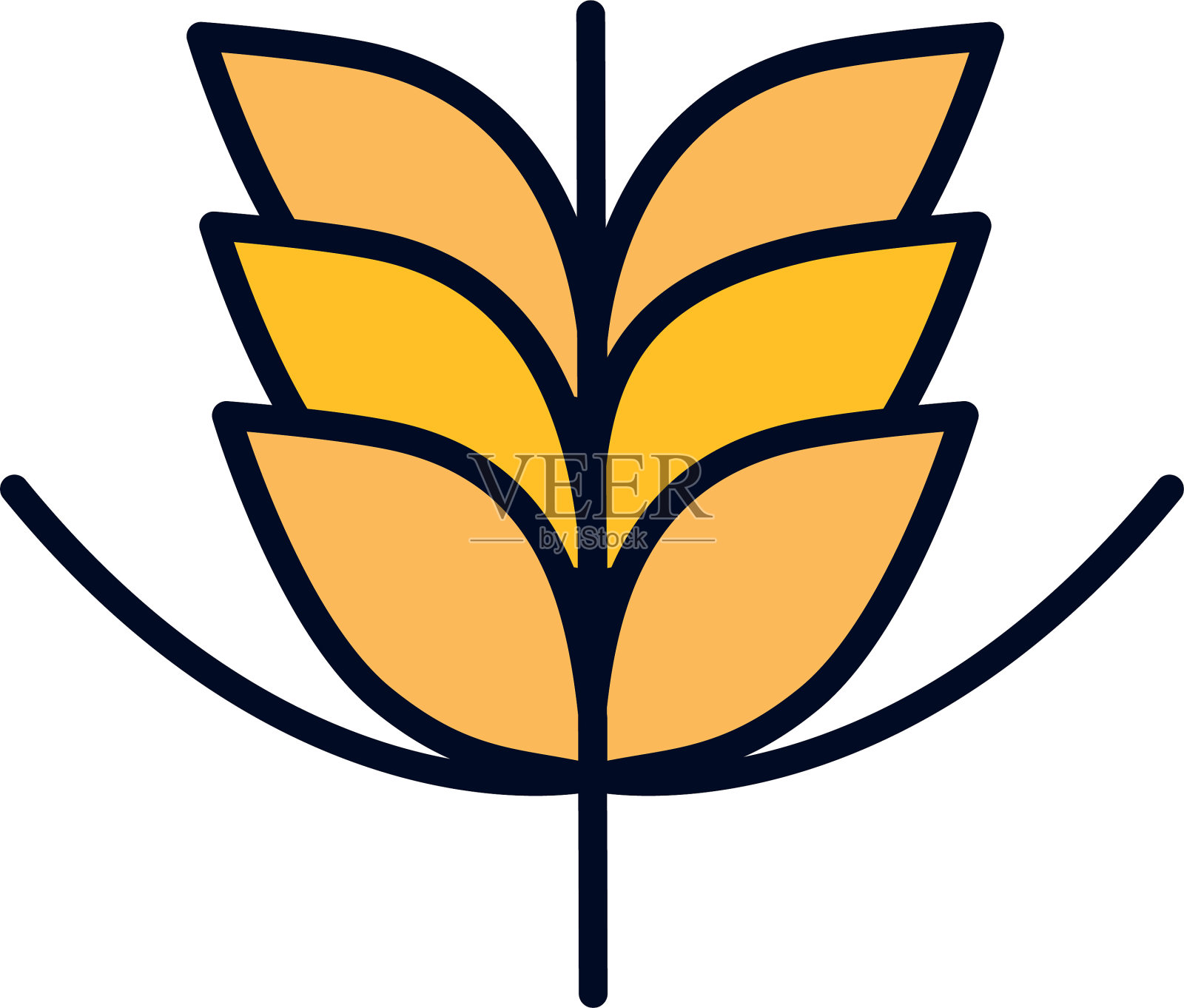 孤立的小麦穗线填充样式图标设计元素图片