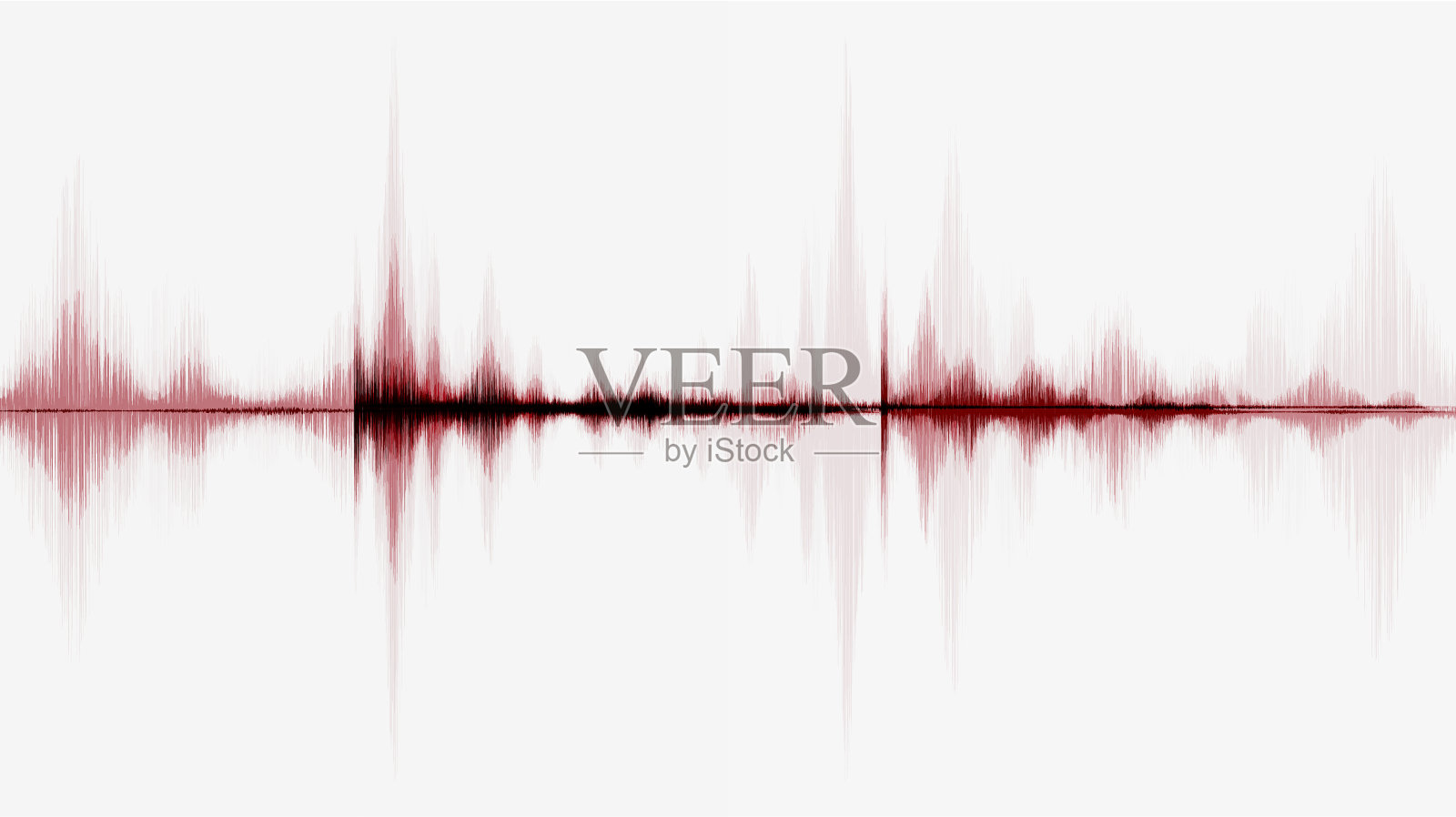 灰色背景上的血红色数字声波，技术和地震波图和动心的概念，音乐工作室和科学设计，矢量插图。插画图片素材