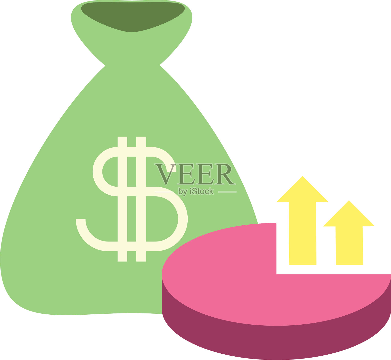 包带钱和统计图表增加的插画图片素材